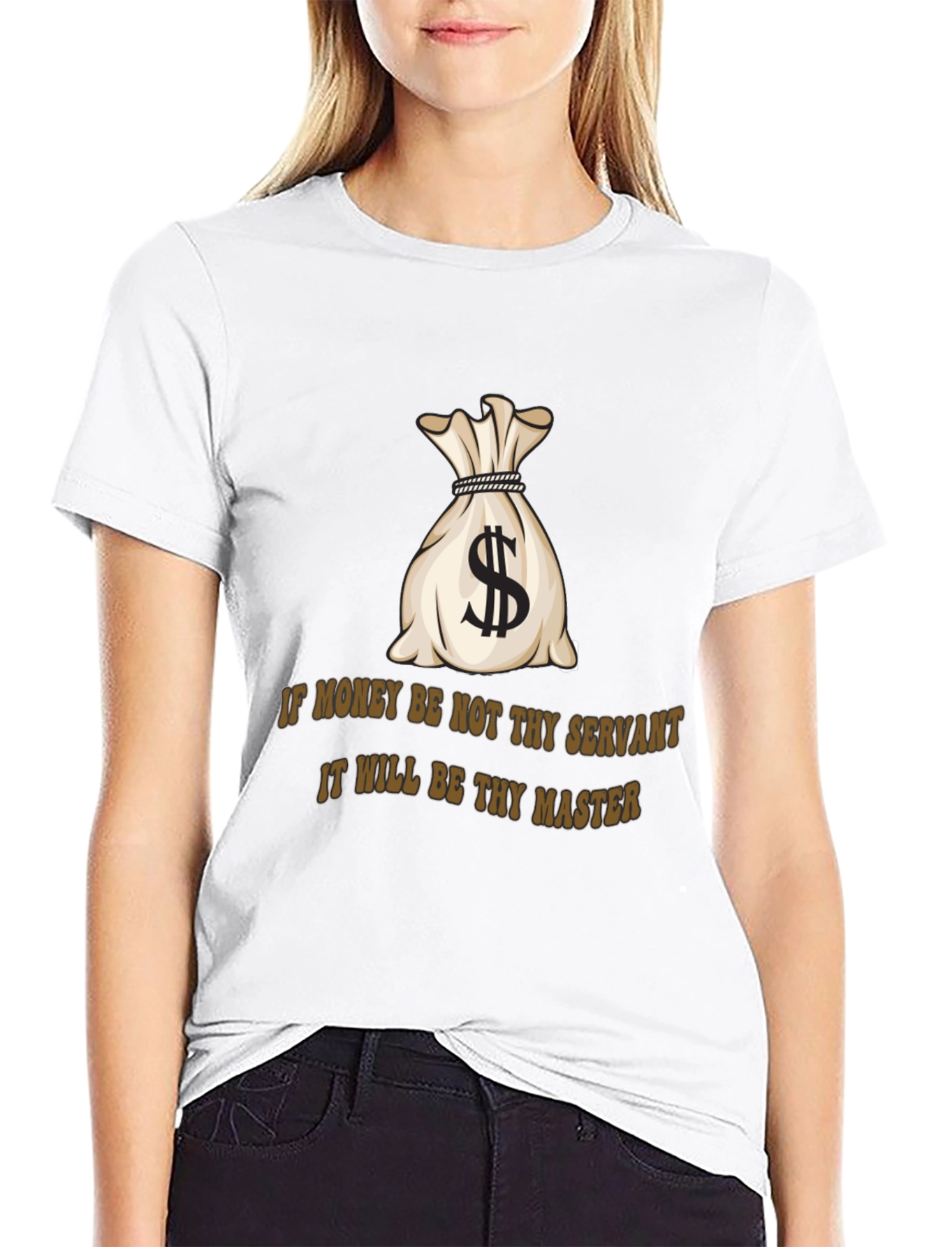 Black Money Bag T-Shirt: If Money Be Not Thy Servant Tee view 9