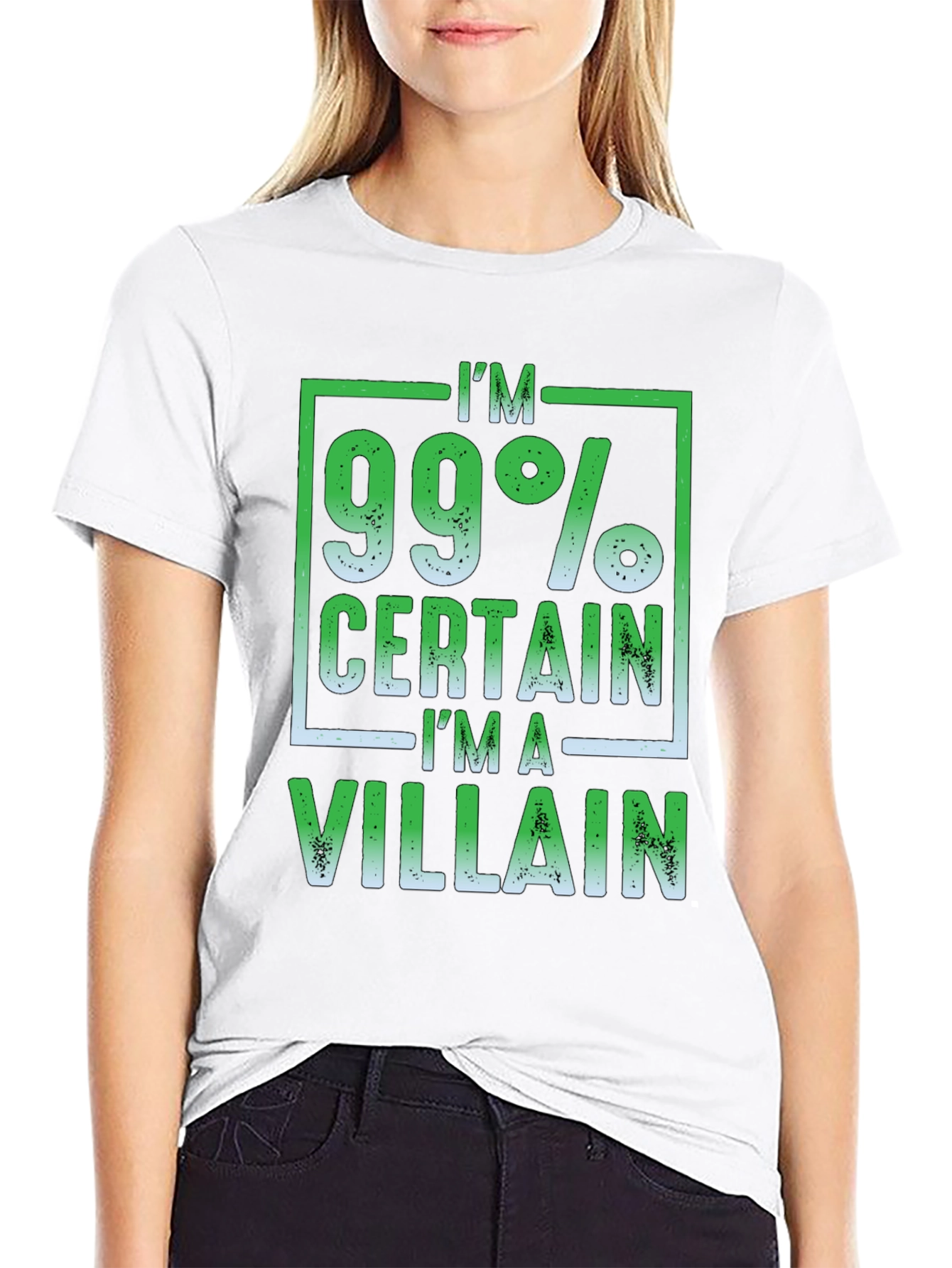 Black 99% Certain I'm a Villain Graphic T-Shirt view 9