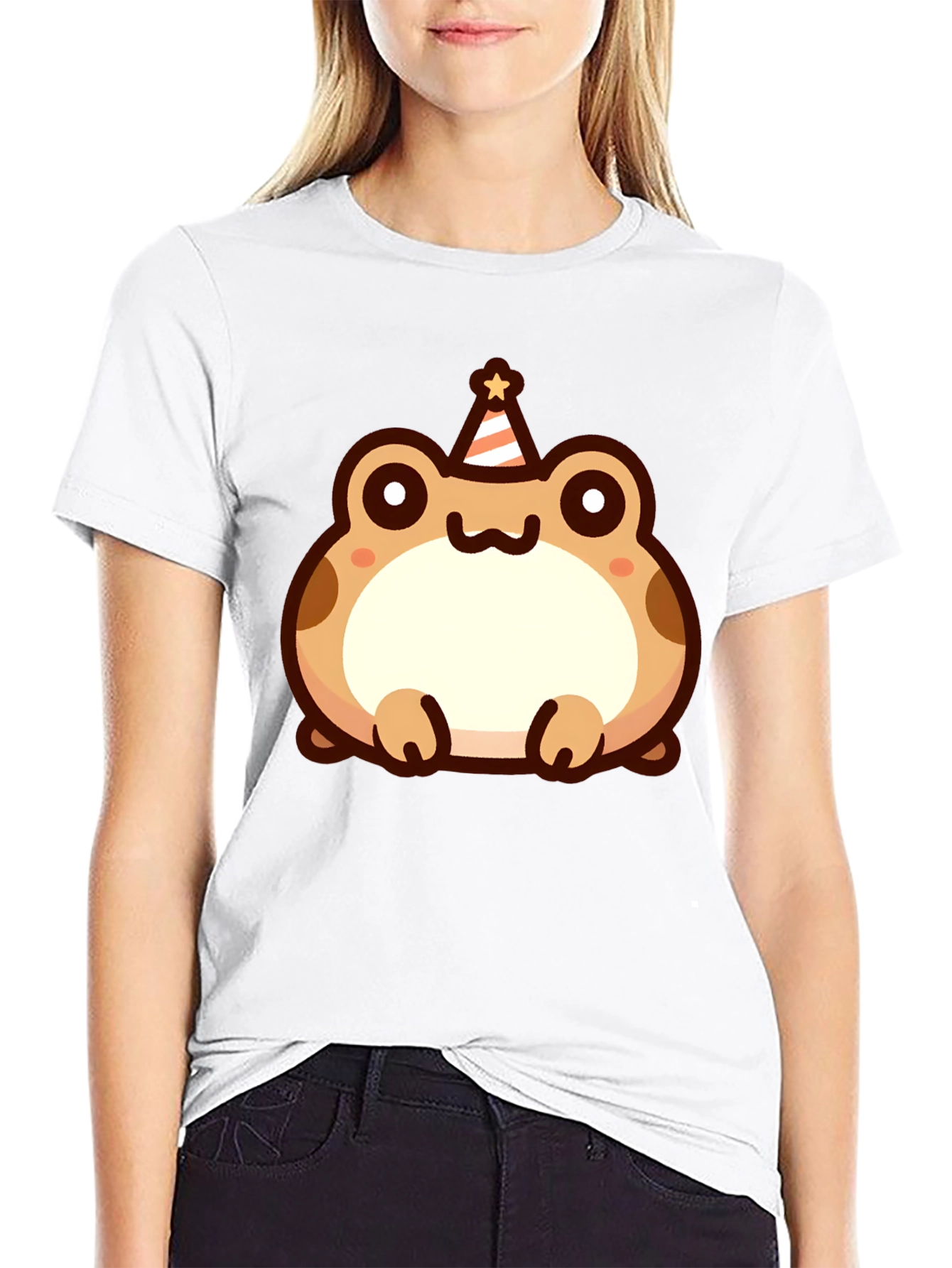 Black Cute Cartoon Frog Birthday T-Shirt view 9