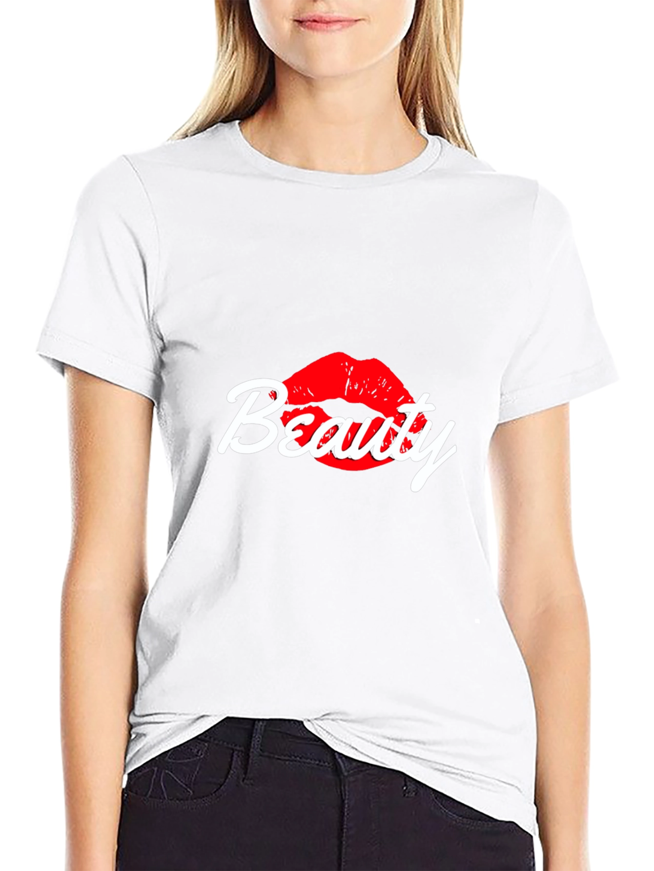 Black Beauty Lips Graphic Tee - Stylish Black Cotton T-Shirt view 9