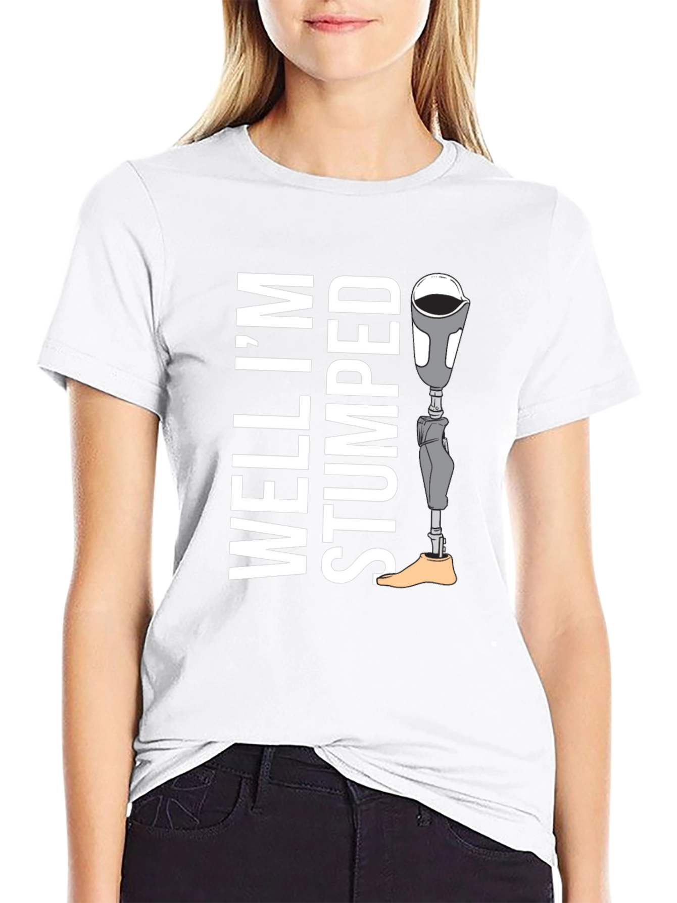 Black Well I'm Stumped Tee - Prosthetic Leg Humor T-Shirt view 9