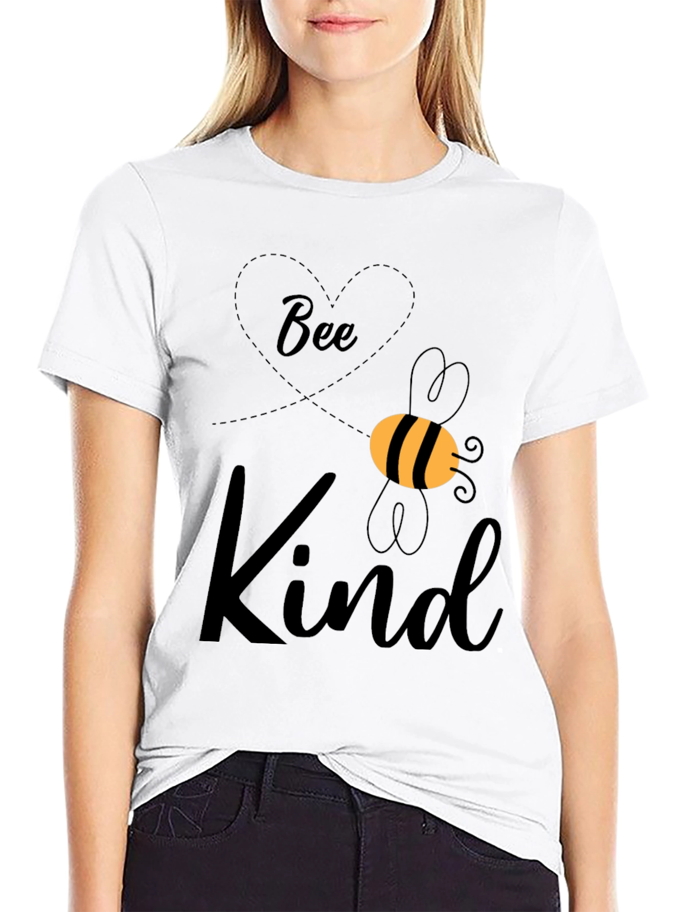 Black Bee Kind Graphic Tee - Unisex Black T-Shirt view 9