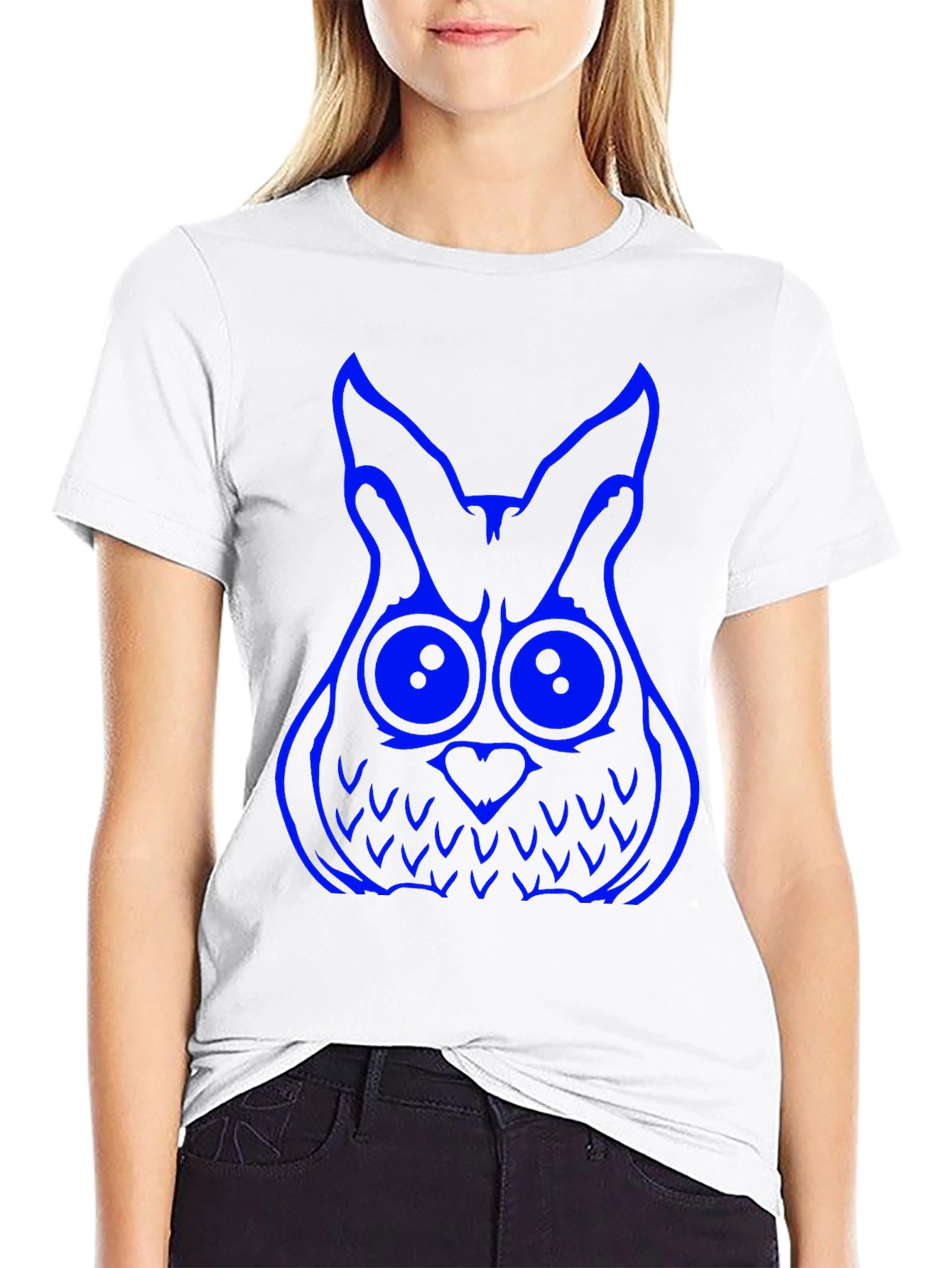 Black Cool Owl Graphic Tee - Black Cotton T-Shirt view 9