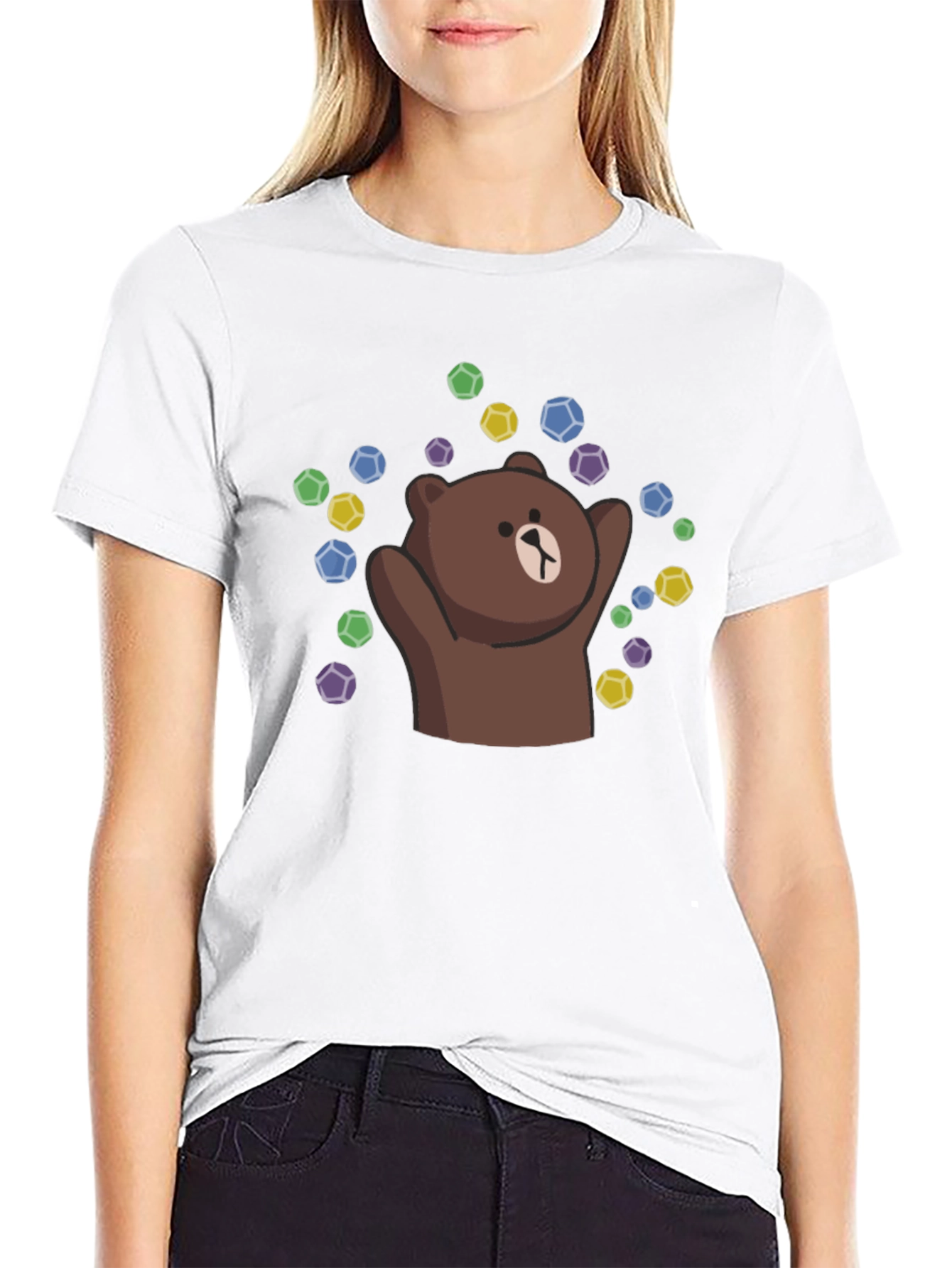 Black Cute Brown Bear T-Shirt - Graphic Tee view 9