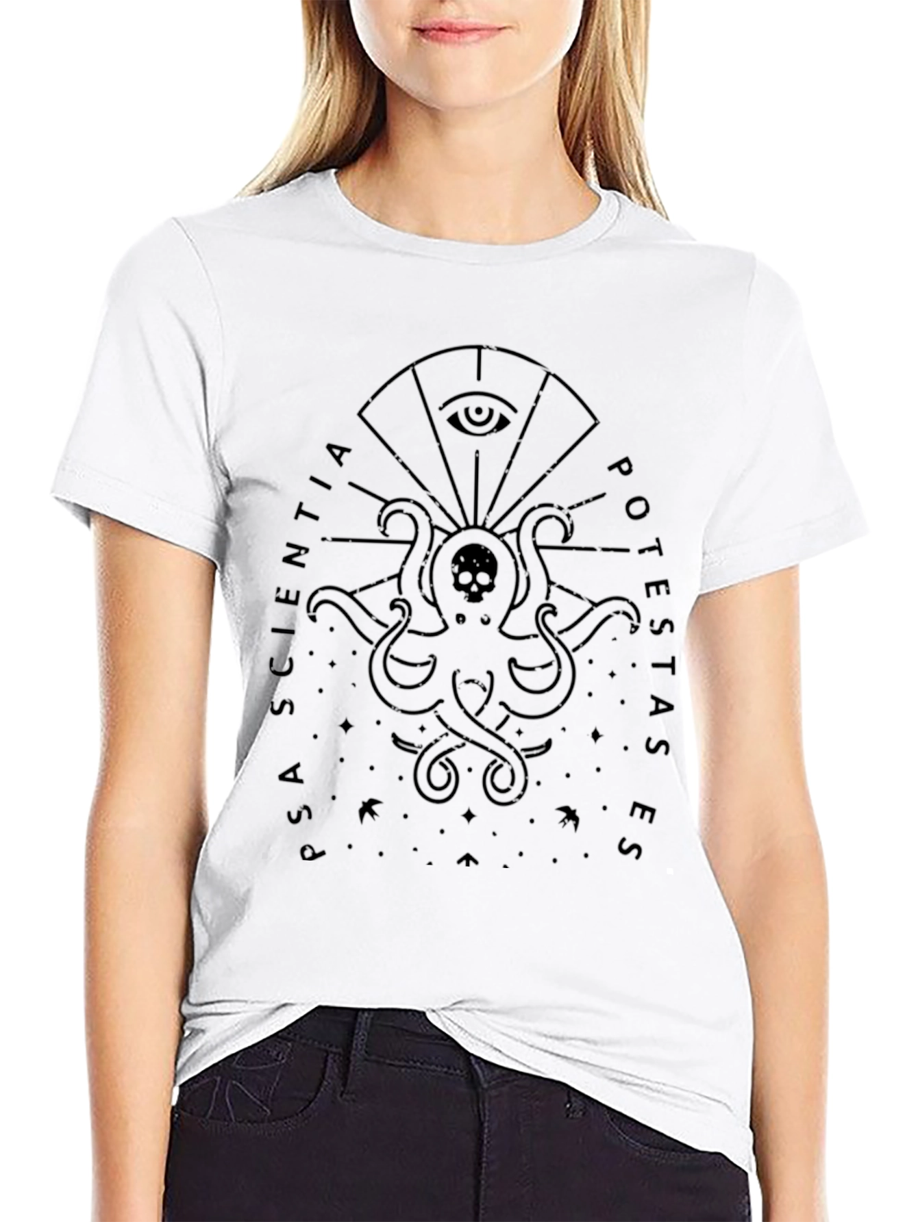 Black Occult Octopus T-Shirt - Science & Power view 9