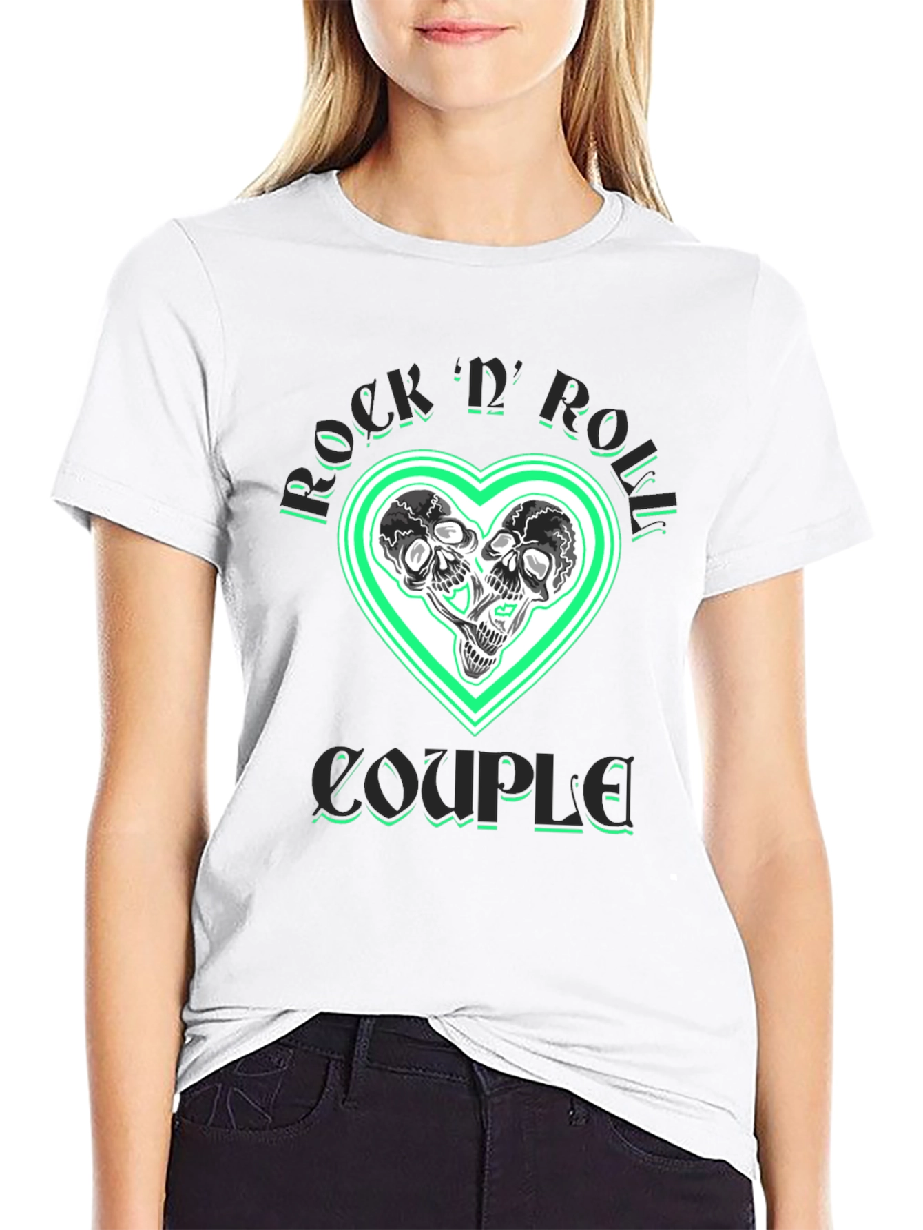 Black Rock 'n' Roll Couple T-Shirt view 9