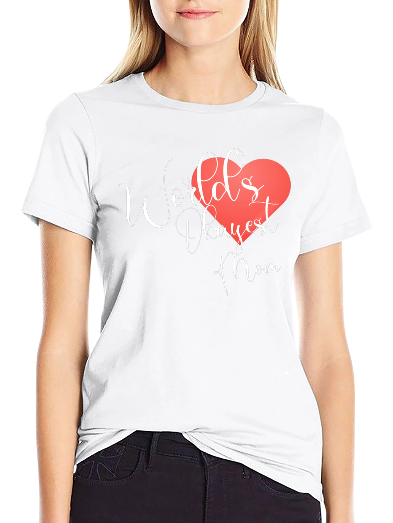 Black World's Okayest Mom Black T-Shirt view 9