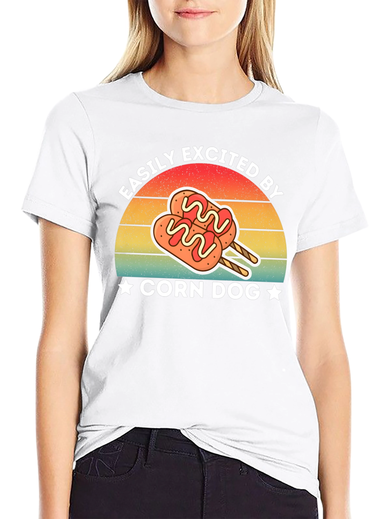 Black Corn Dog Lover T-Shirt - Easily Excited Graphic Tee view 9