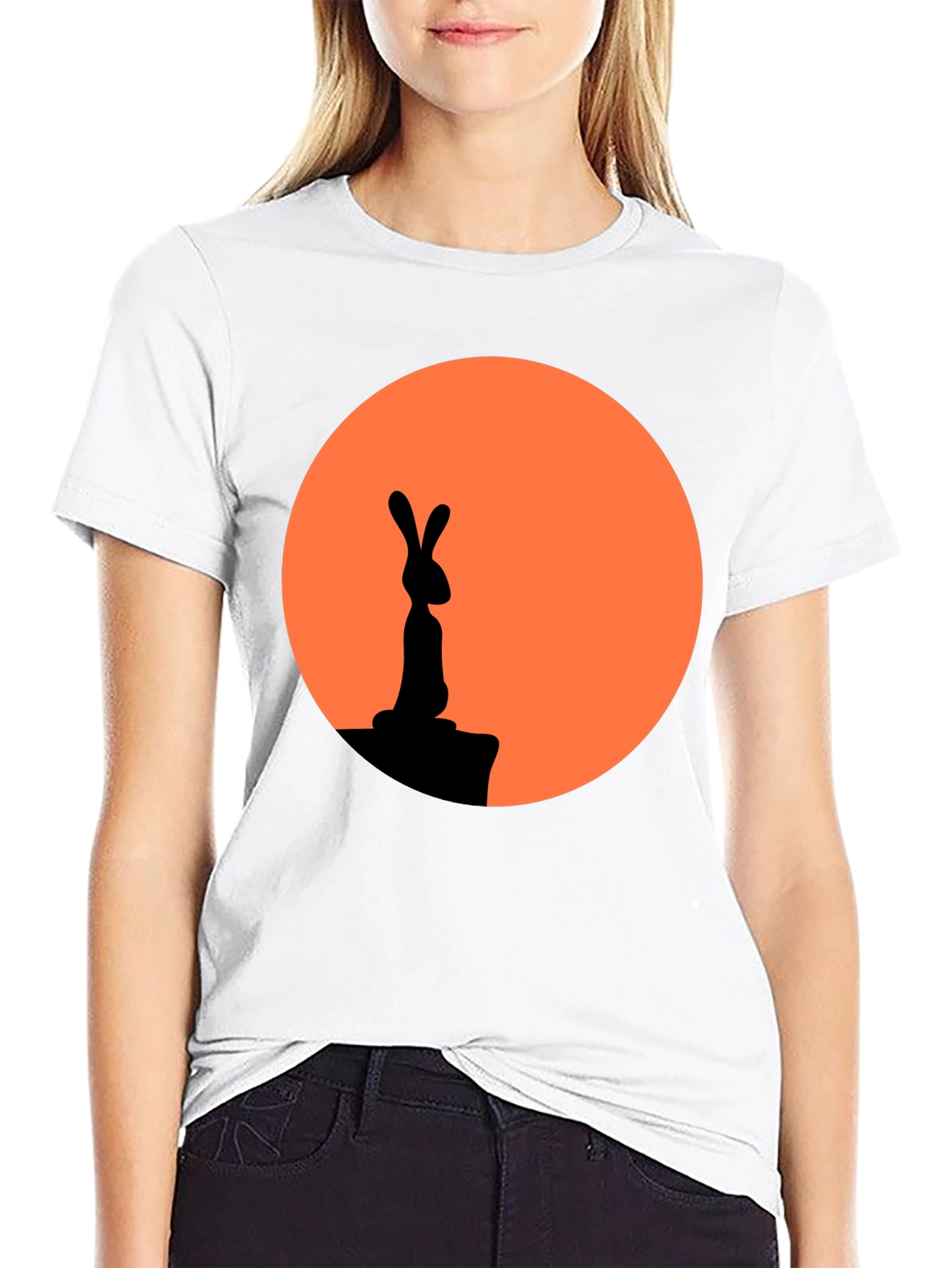 Black Rabbit Silhouette Graphic Tee view 9