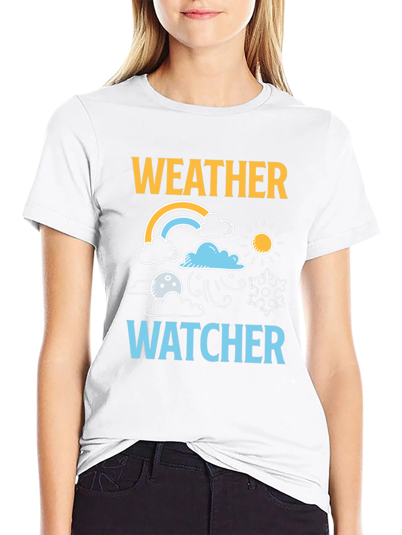 Black Weather Watcher Graphic T-Shirt view 9