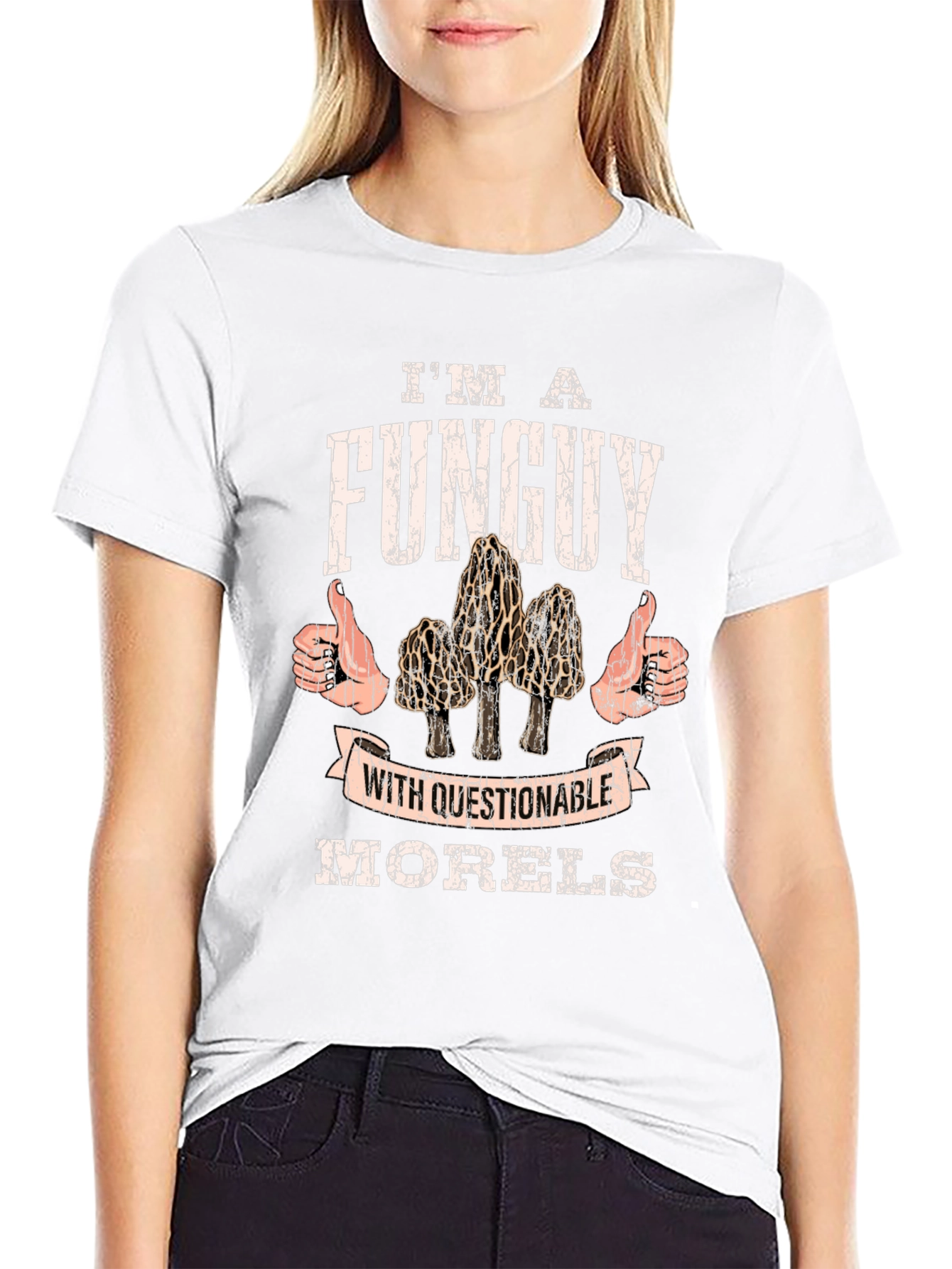 Black Funguy Morel Mushroom T-Shirt - Funny Gift view 9