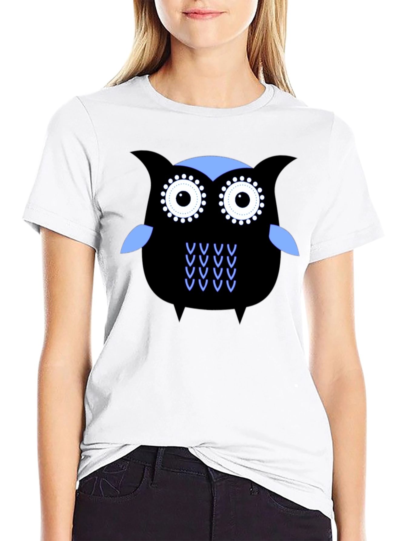 Black Cool Owl Graphic Tee - Black view 9