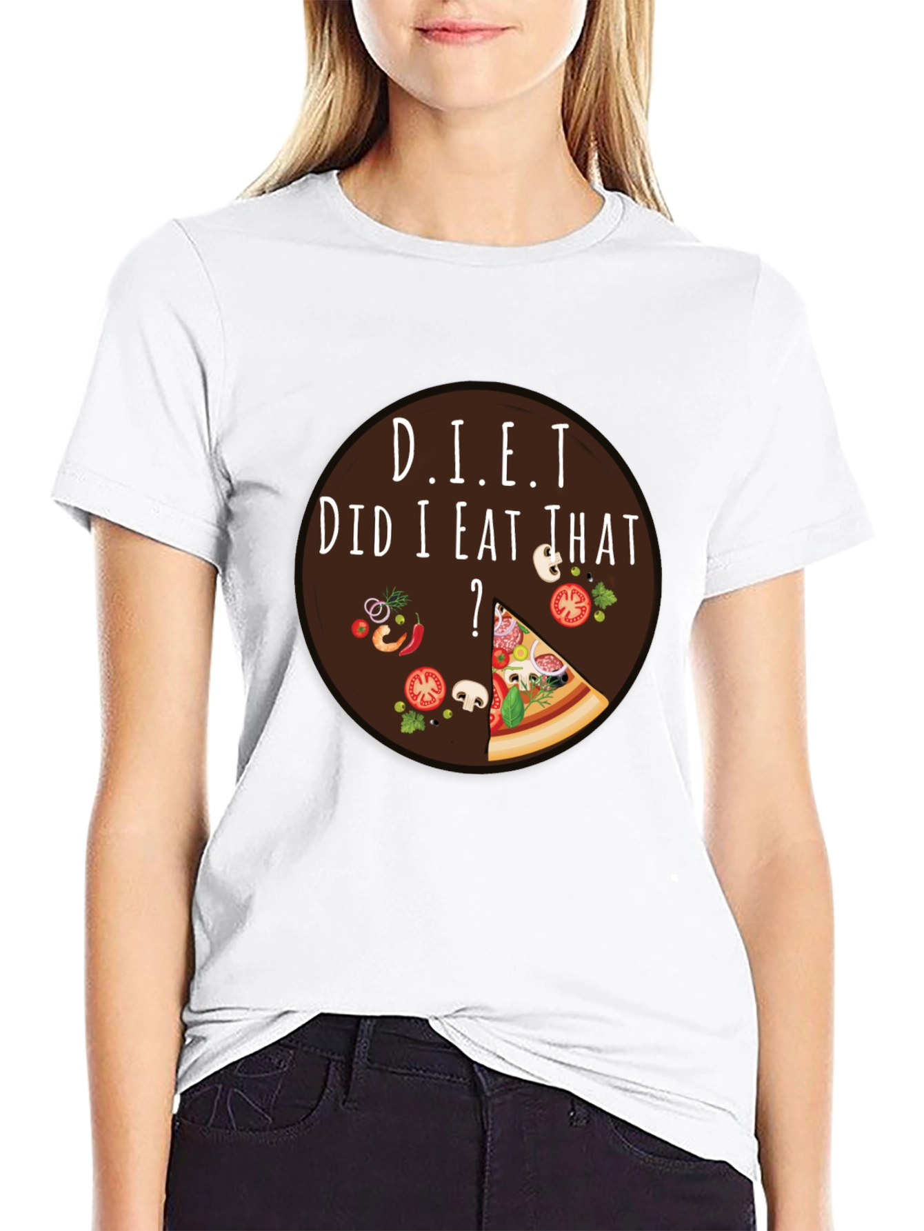 Black Diet Did I Eat That Pizza T-Shirt view 9