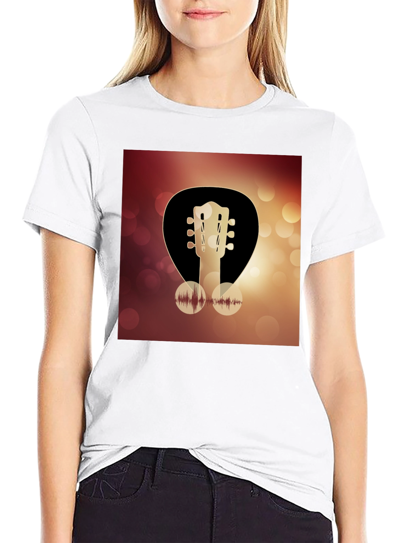 Black Guitar Headstock Graphic Tee - Music Lover T-Shirt view 9