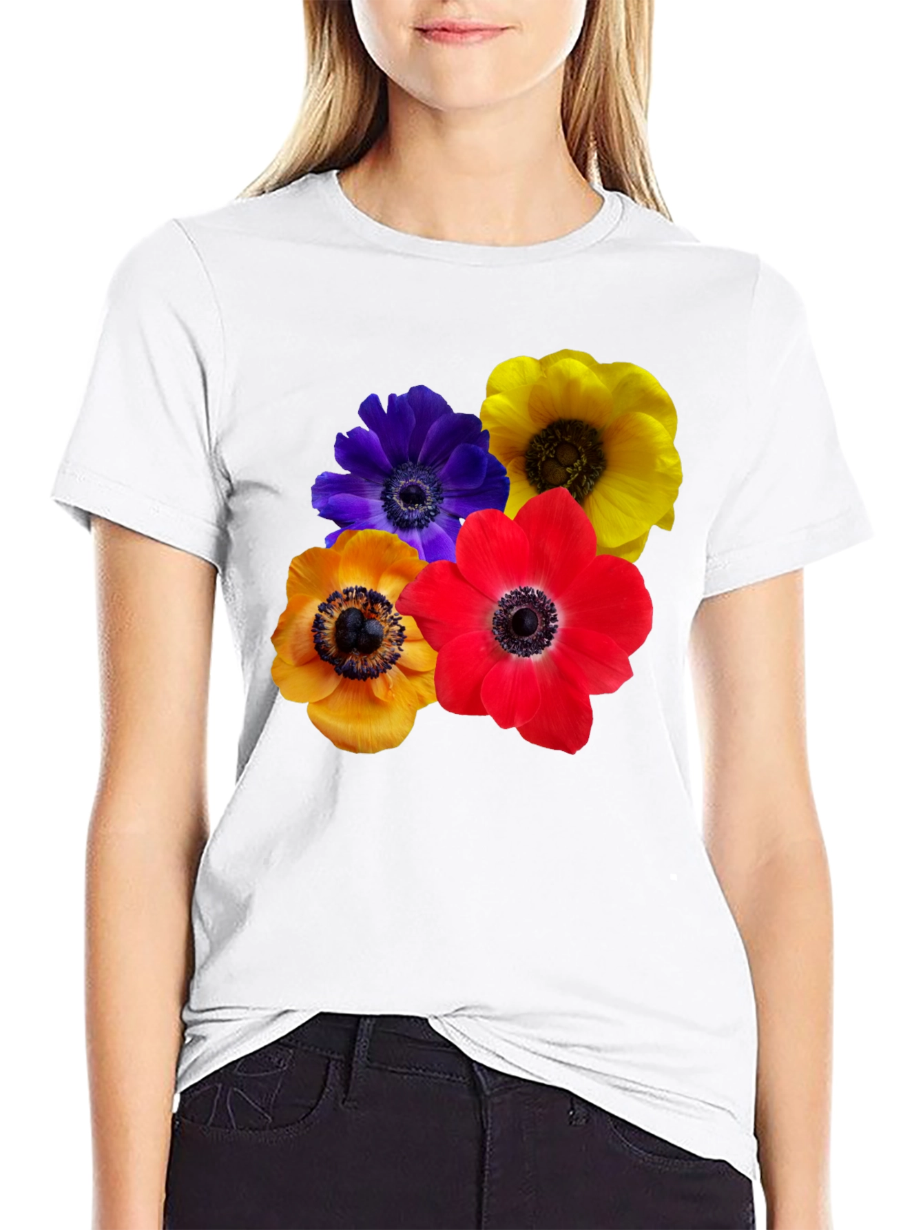 Black Floral Anemone T-Shirt view 9