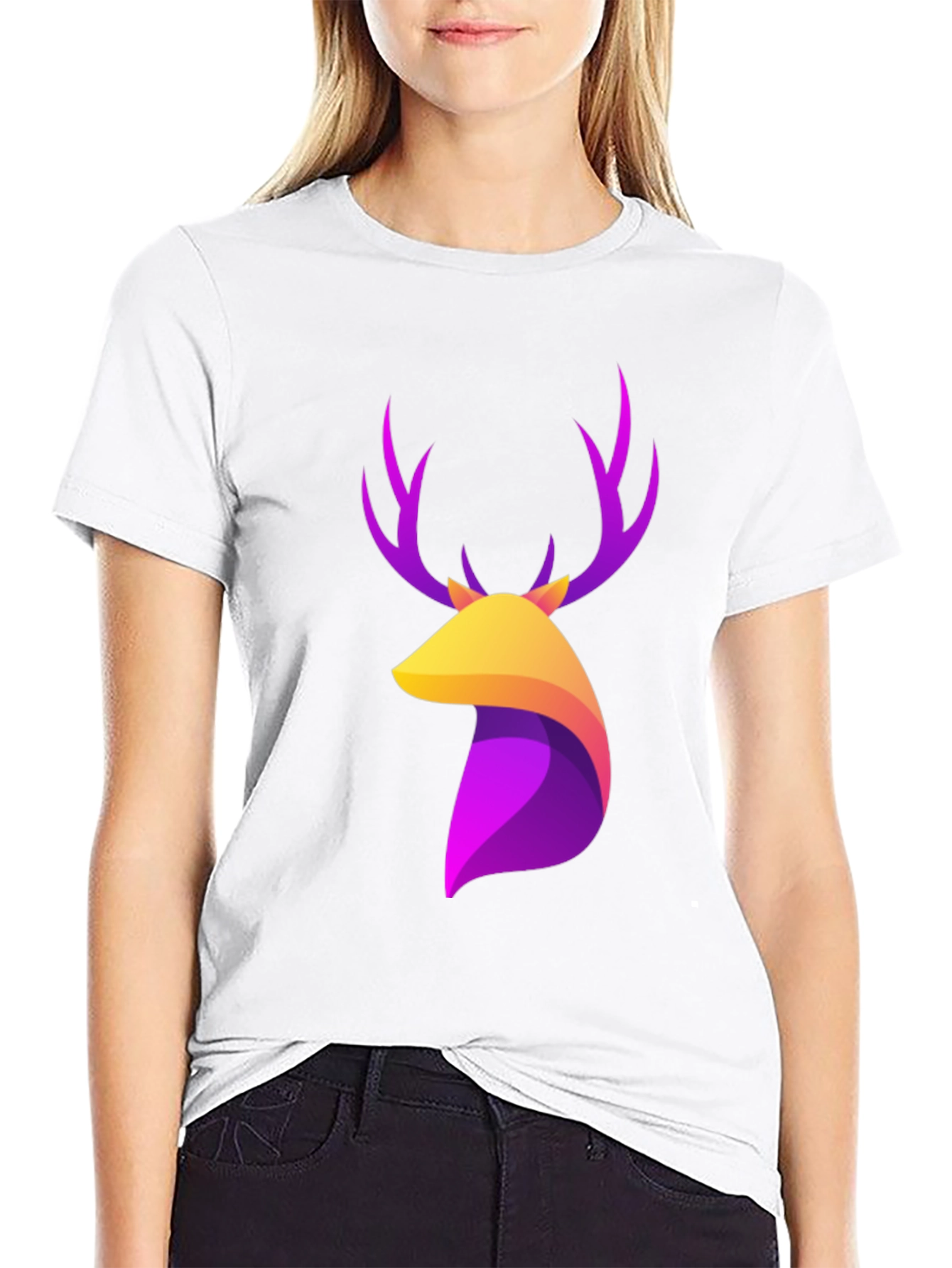 Black Stylish Deer Graphic T-Shirt - Modern Design view 9
