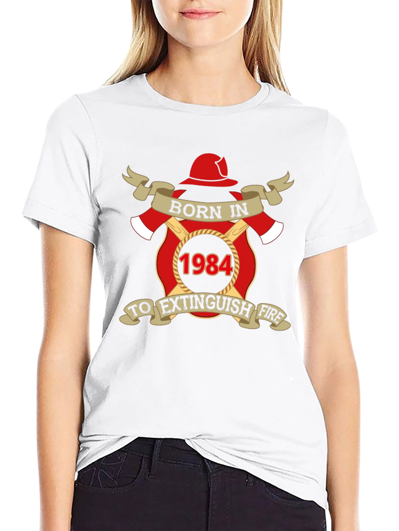Black Born in 1984 Firefighter T-Shirt view 9