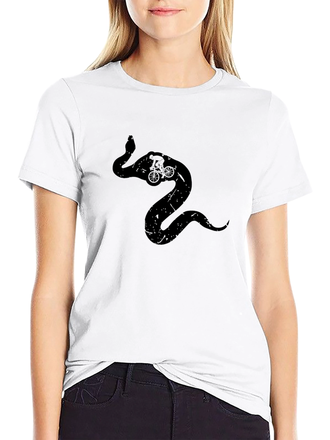 Black Snake Cyclist Graphic Tee - Men's Black T-Shirt view 9