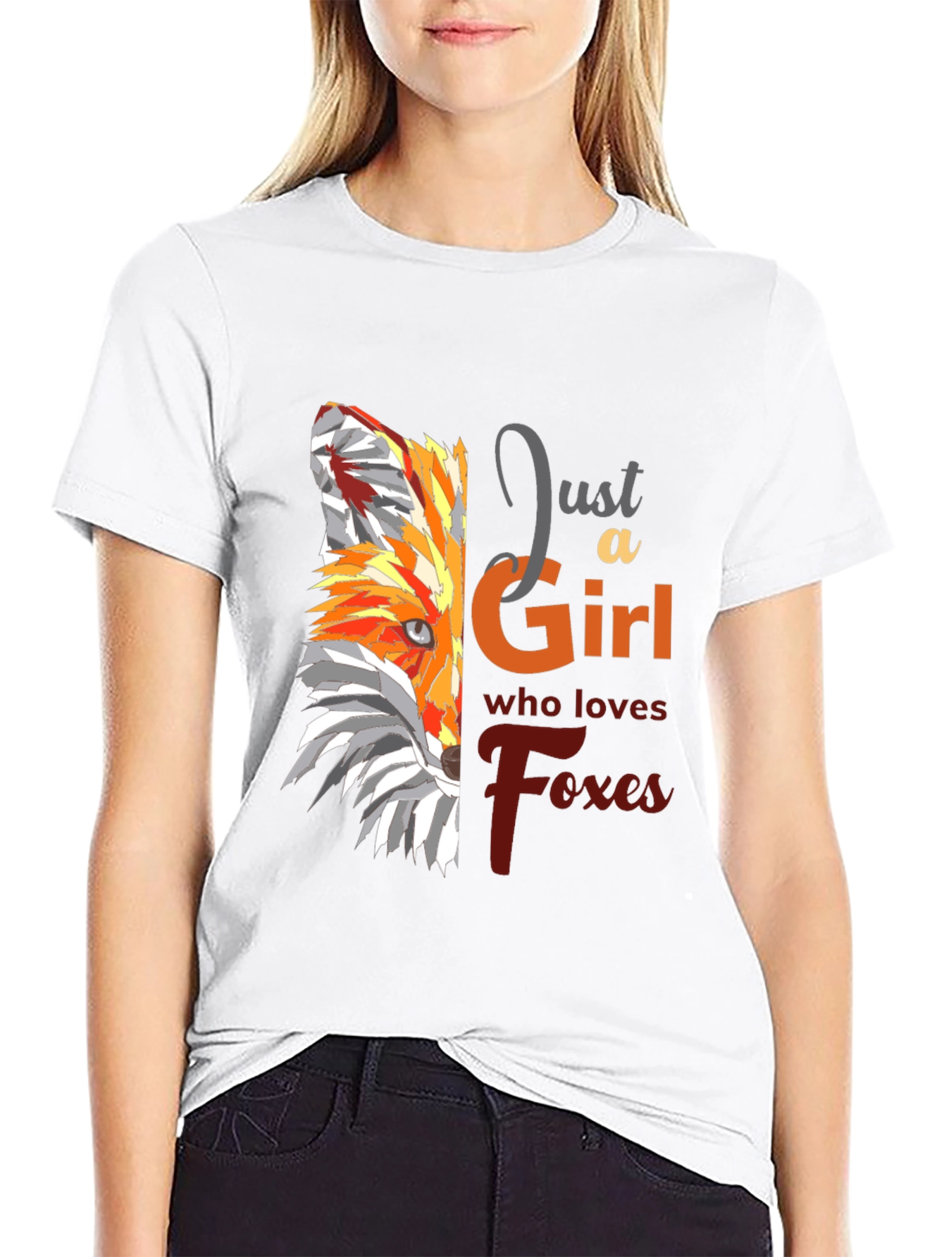 Black Fox Lover T-Shirt - "Just a Girl Who Loves Foxes" view 9