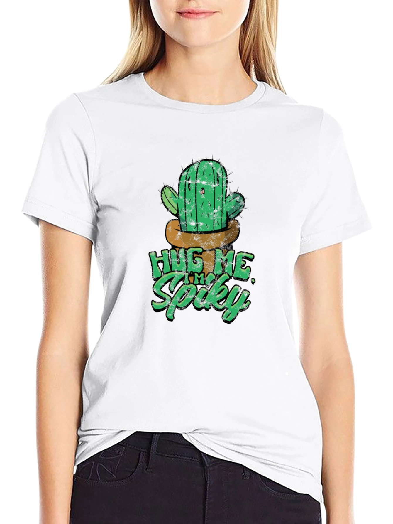 Black Hug Me I'm Spiky Cactus T-Shirt view 9