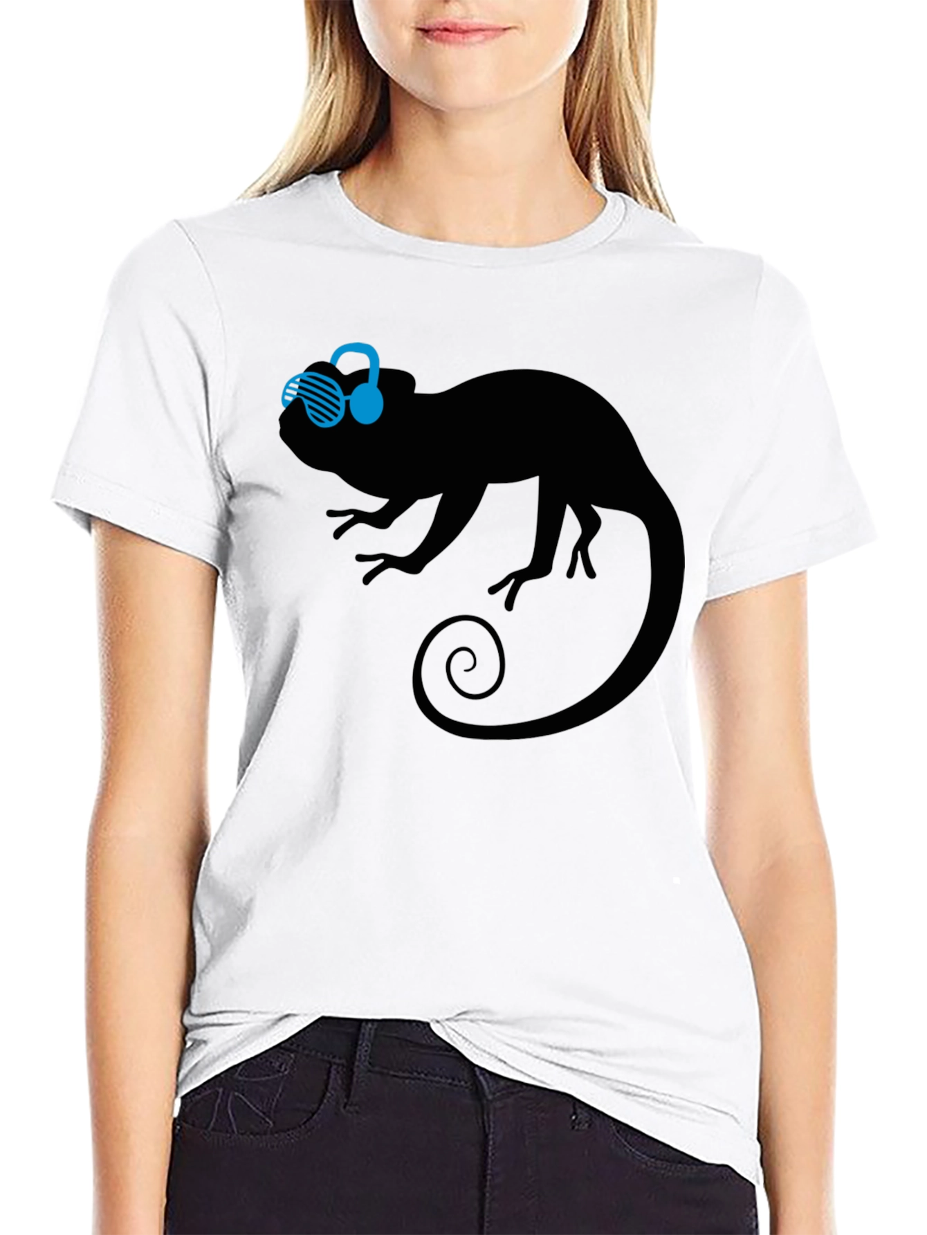 Black Cool Chameleon Graphic Tee view 9