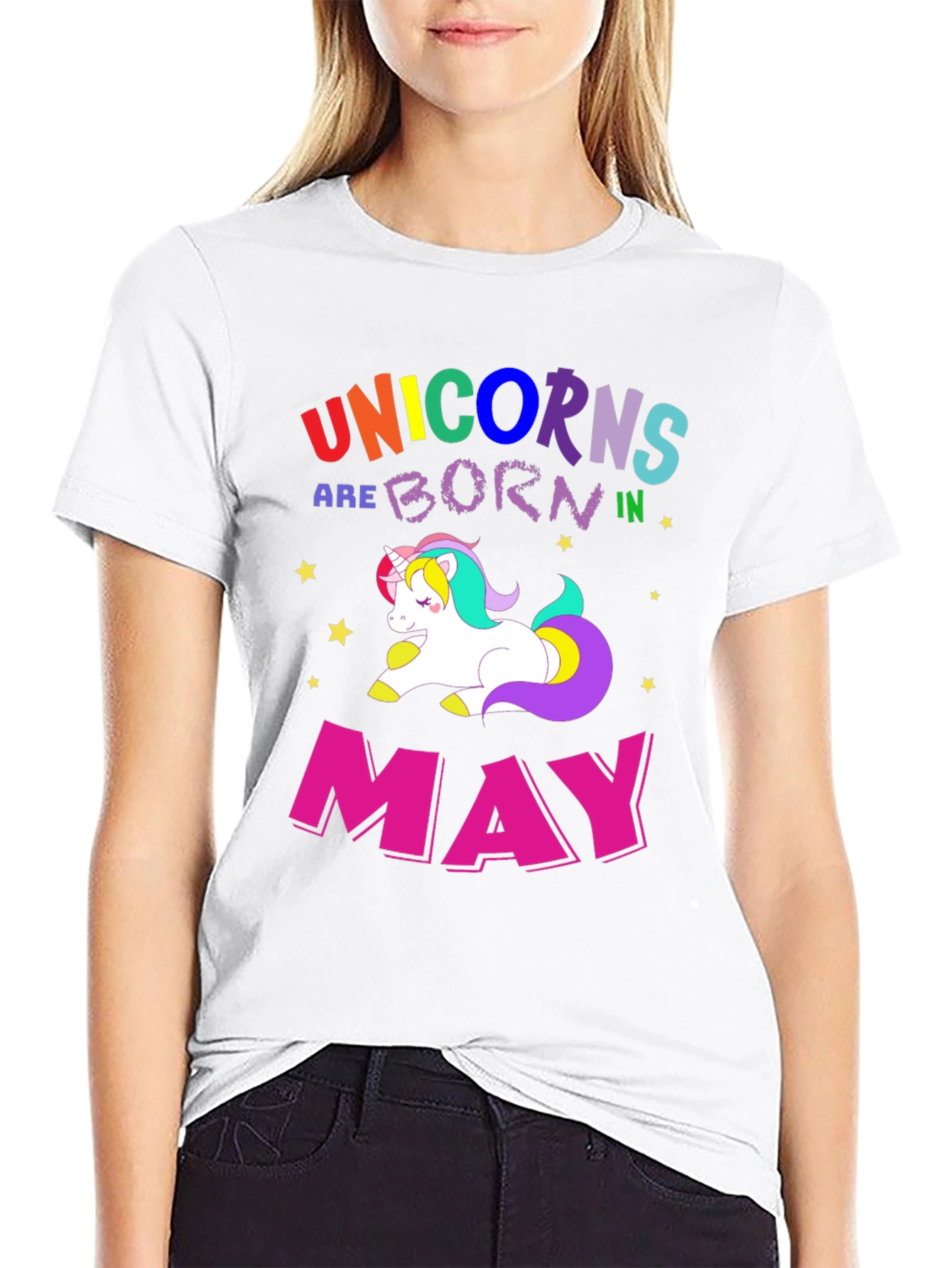 Black Unicorns Born in May T-Shirt view 9