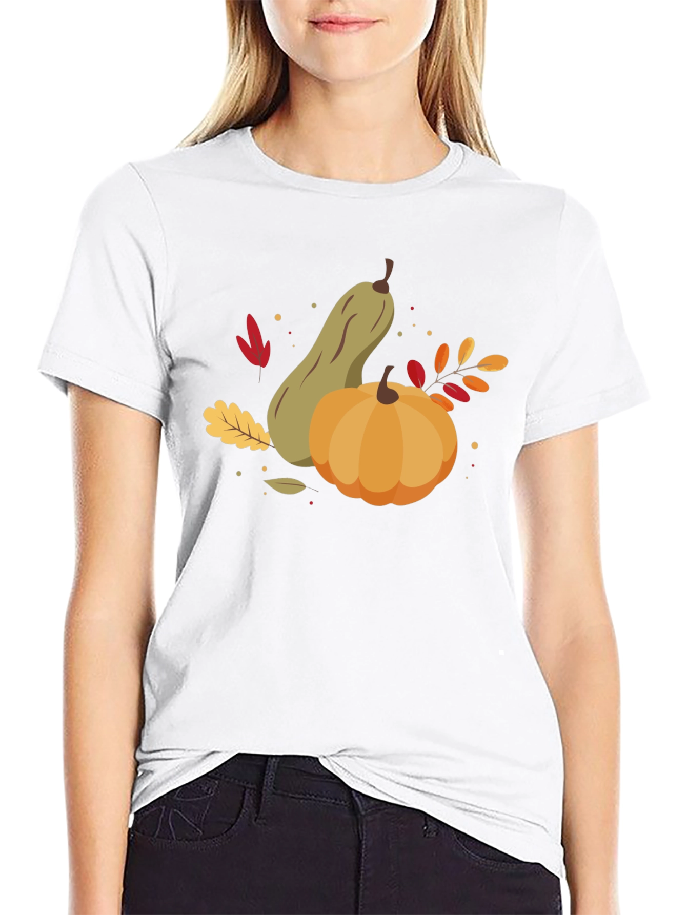 Black Autumn Harvest Graphic Tee - Pumpkin & Squash Design view 9