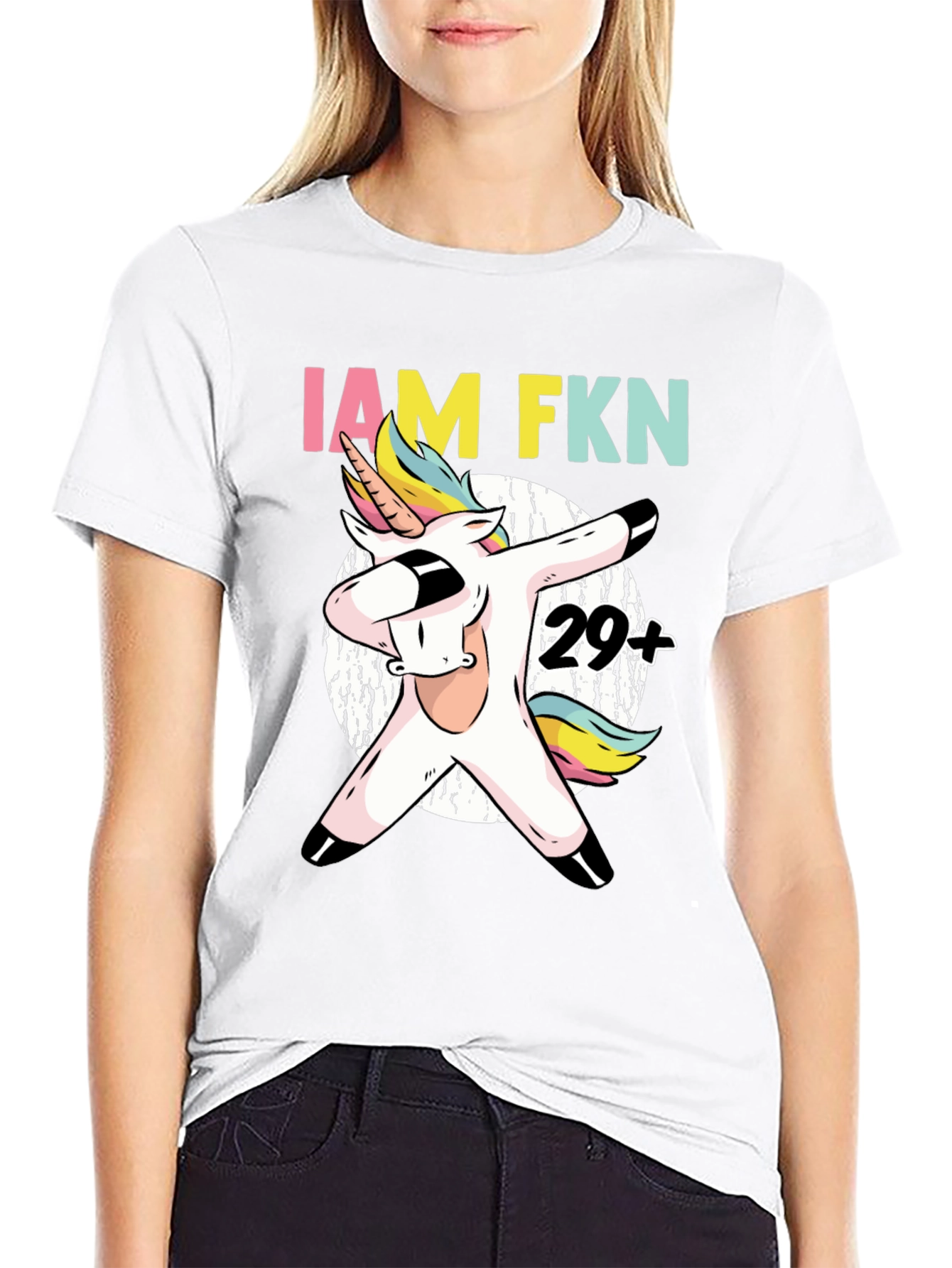 Black IAM FKN 29+ Unicorn Dabbing T-Shirt view 9