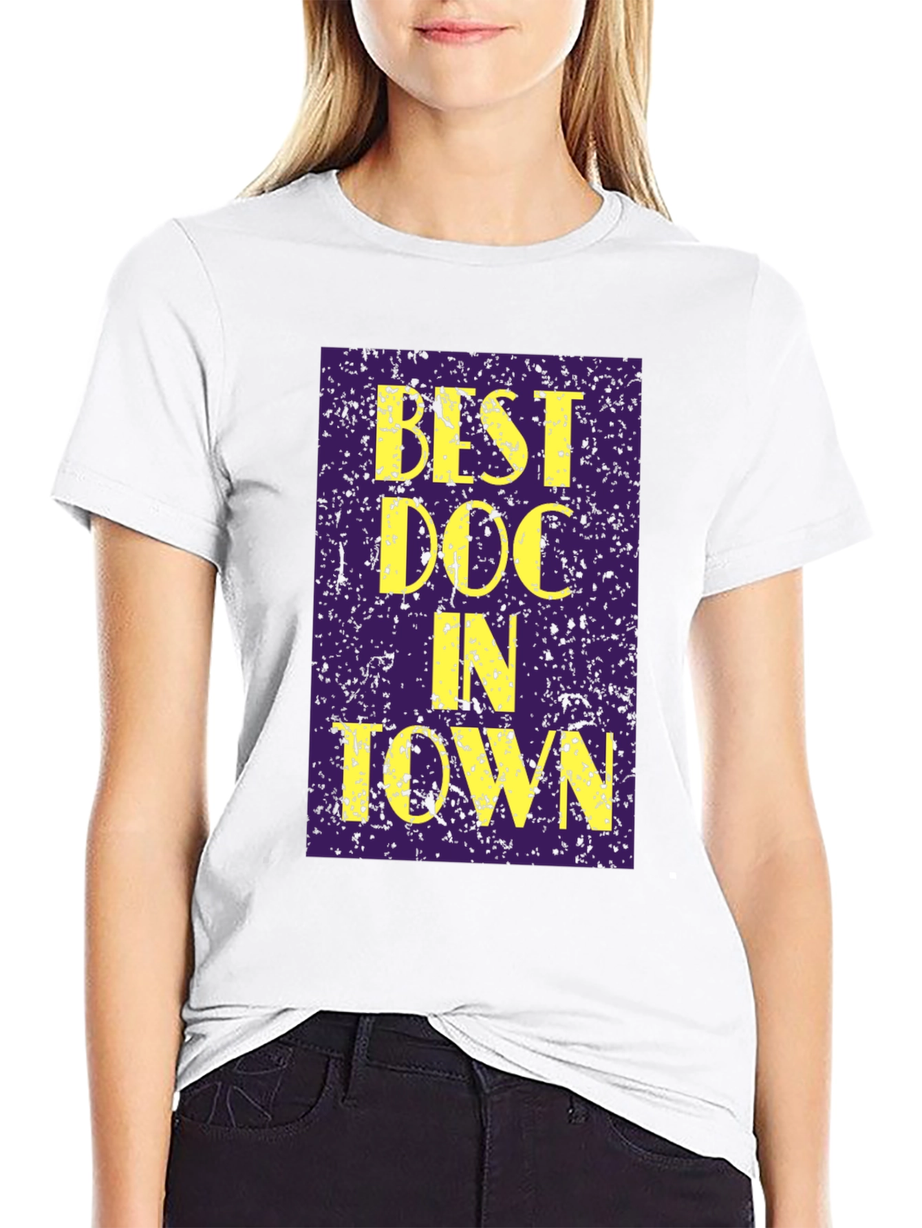 Black Best Doc In Town Graphic Tee - Novelty Doctor T-Shirt view 9