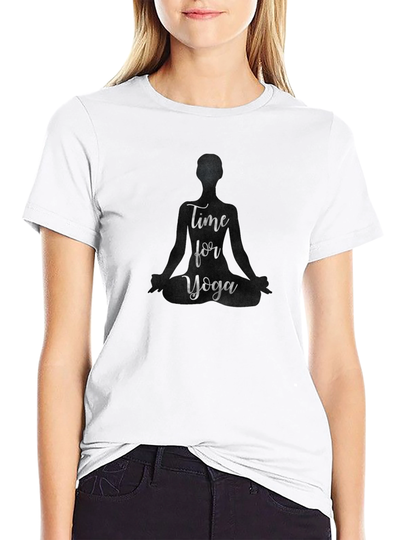 Black Time for Yoga Graphic Tee - Meditation T-Shirt view 9