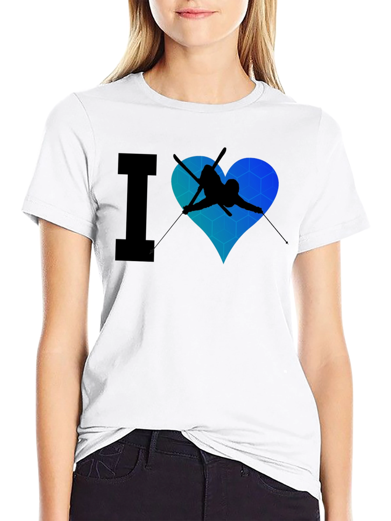 Black I Heart Skiing Black T-Shirt view 9