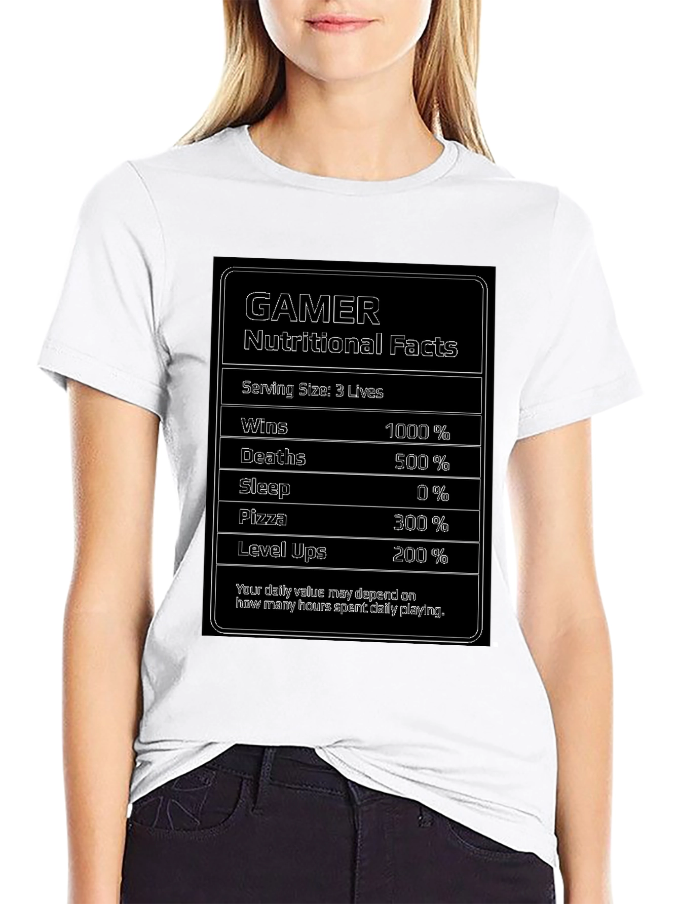 Black Gamer Nutritional Facts Funny T-Shirt view 9