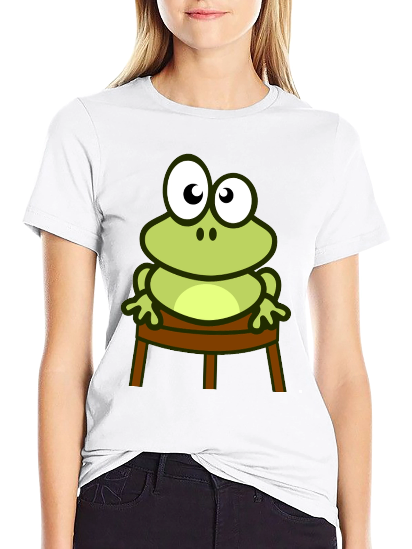 Black Frog on Chair Graphic Tee - Black Cotton T-Shirt view 9