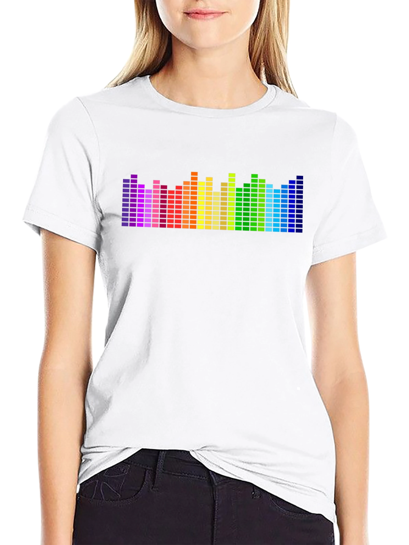 Black Rainbow Equalizer Graphic Tee - Black Cotton Blend view 9