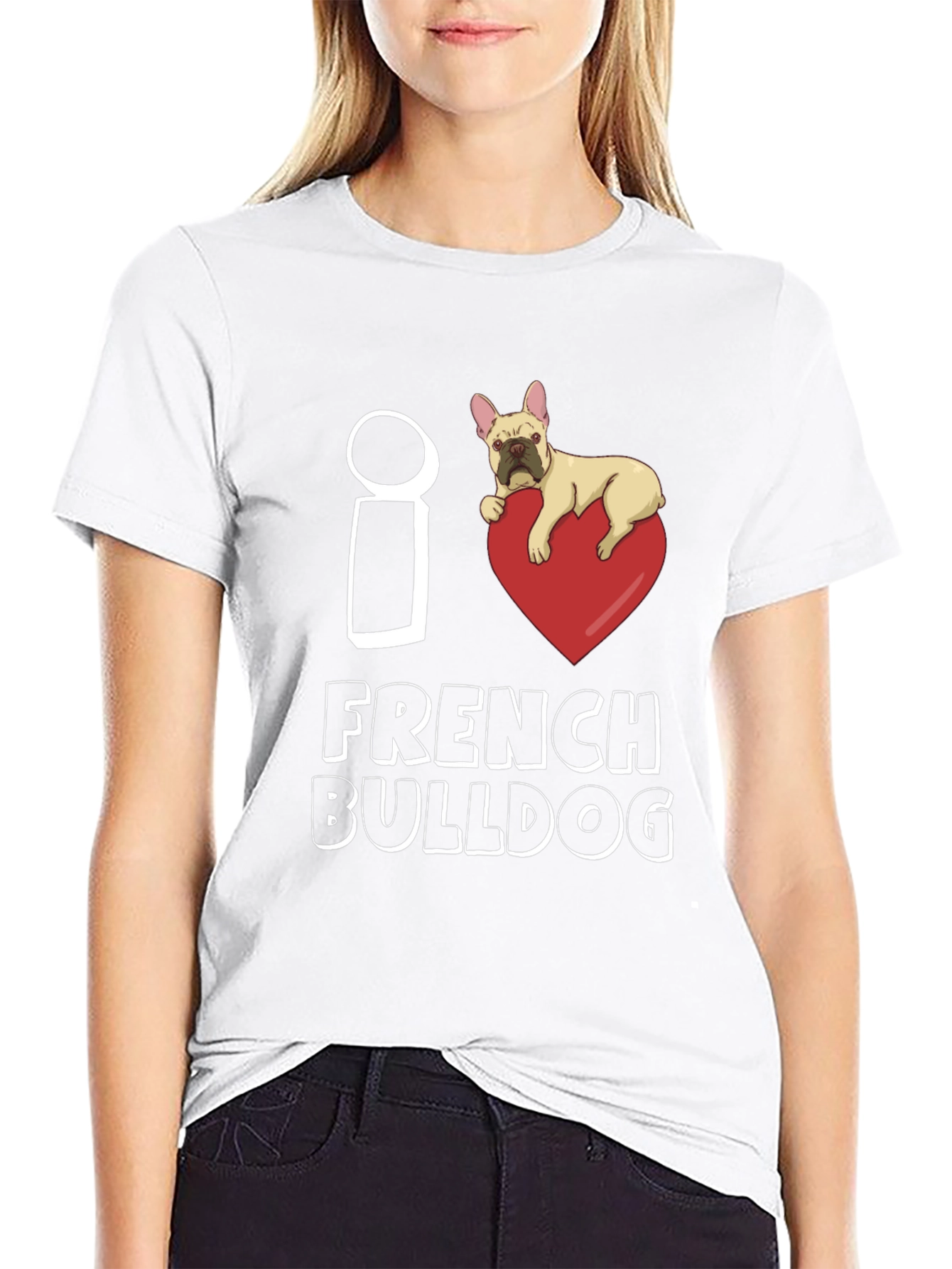 Black I Heart French Bulldog Graphic Tee - Black view 9