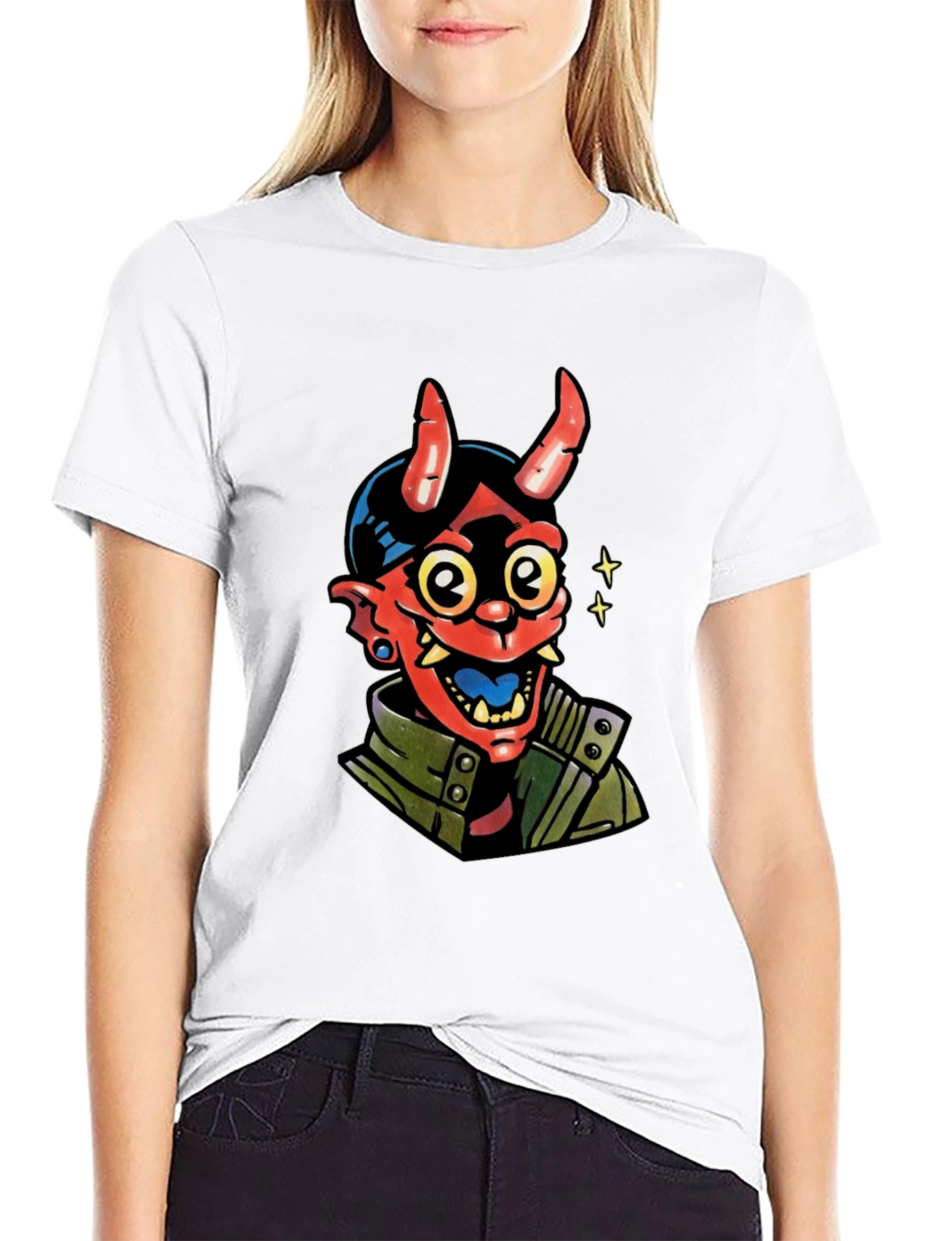 Black Devil Graphic Print Black T-Shirt view 9