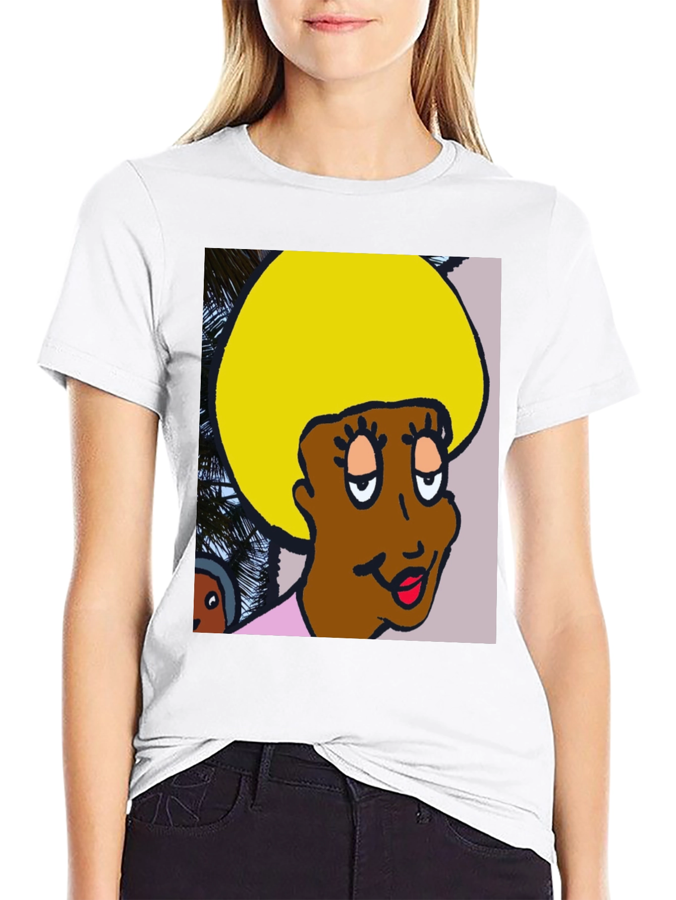 Black Retro Cartoon Afro T-Shirt view 9