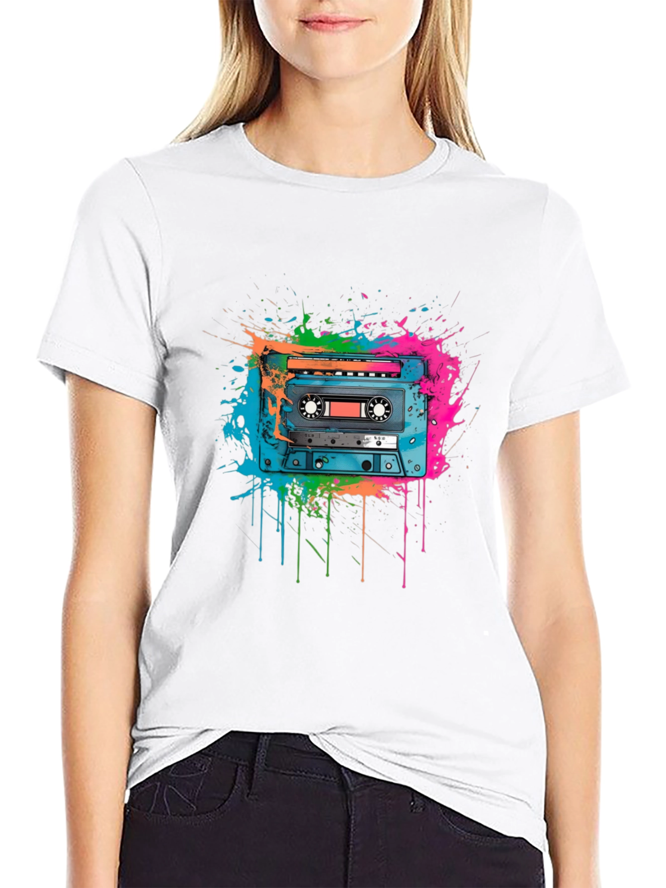 Black Retro Cassette Tape Graphic Tee view 9
