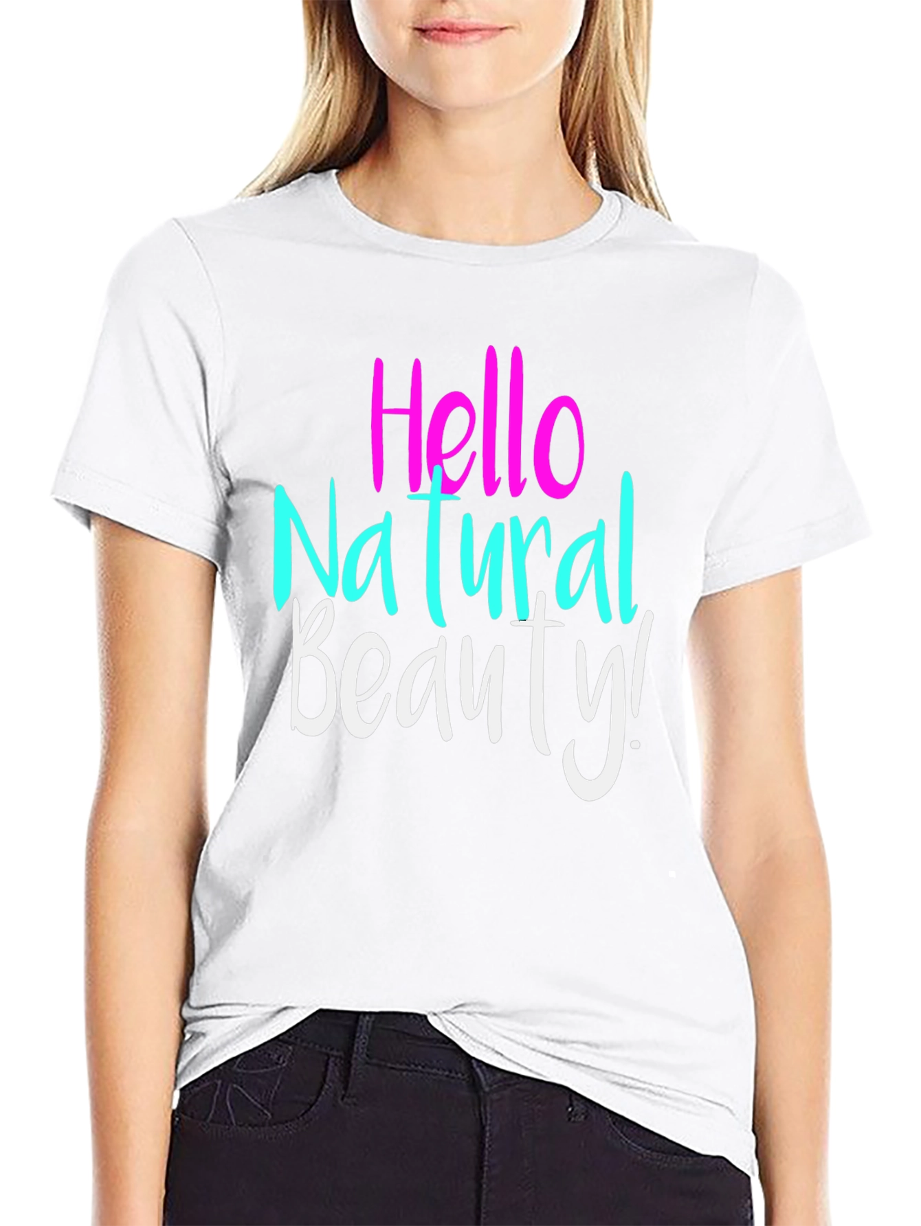 Black Hello Natural Beauty T-Shirt - Stylish Casual Tee view 9
