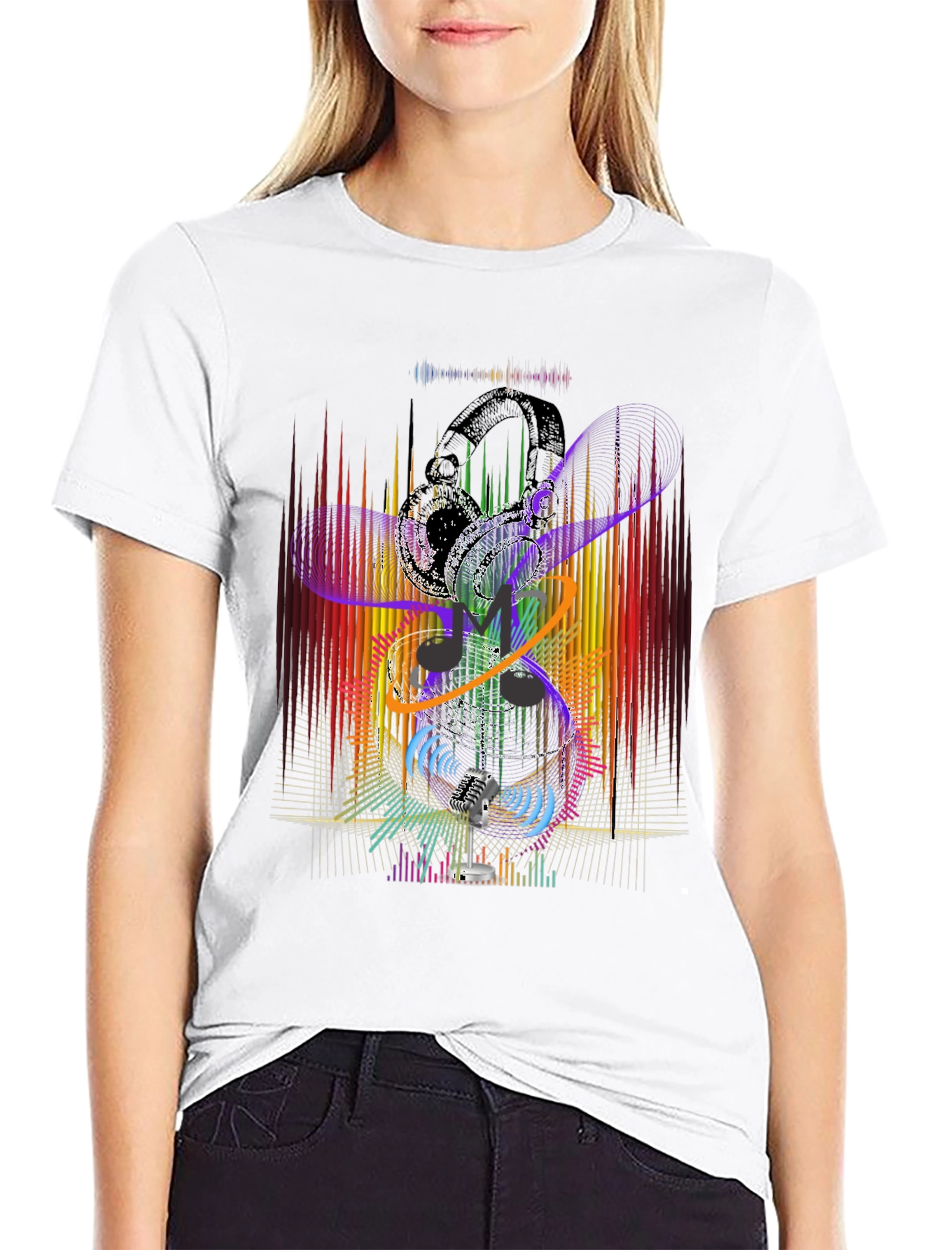 Black Abstract Music Graphic Black T-Shirt view 9