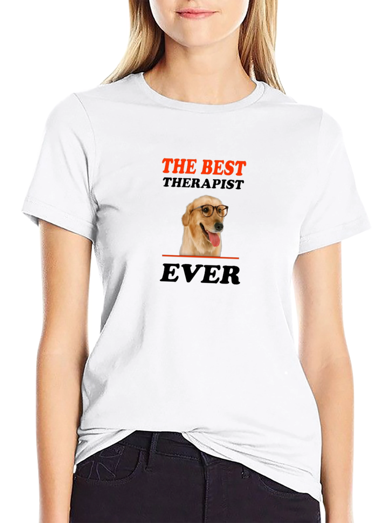 Black Best Dog Therapist Ever Graphic T-Shirt view 9