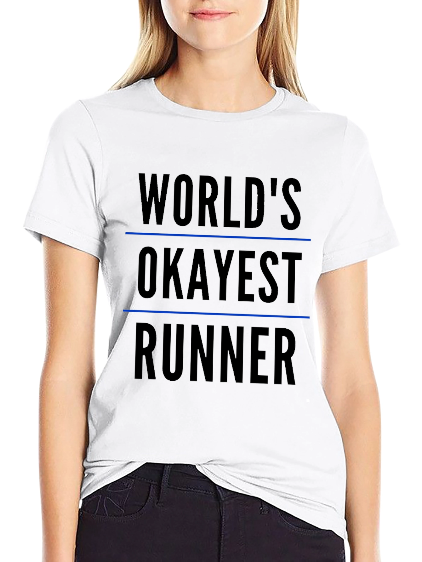 Black World's Okayest Runner Black T-Shirt view 9