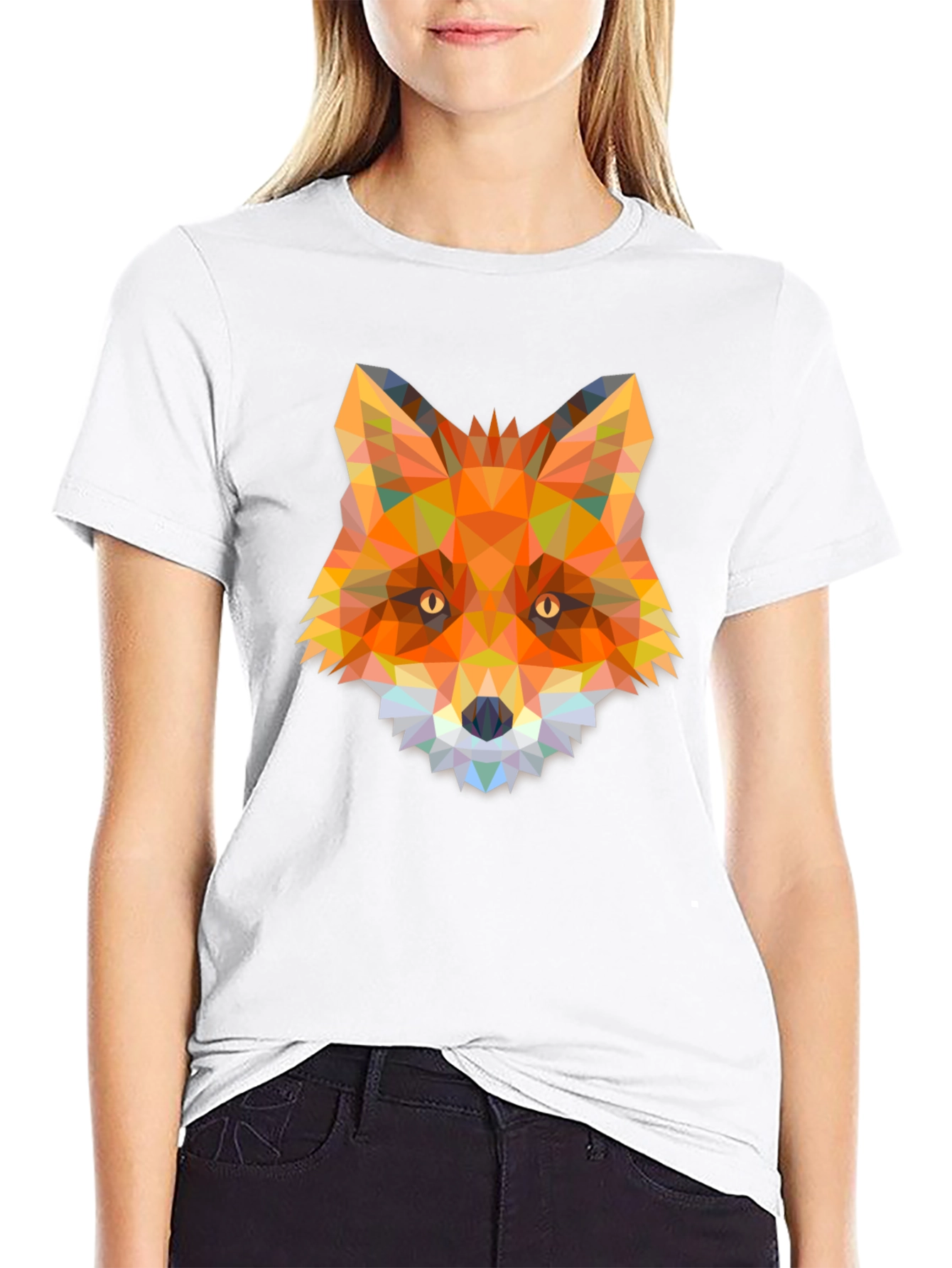 Black Geometric Fox T-Shirt - Modern Animal Design view 9