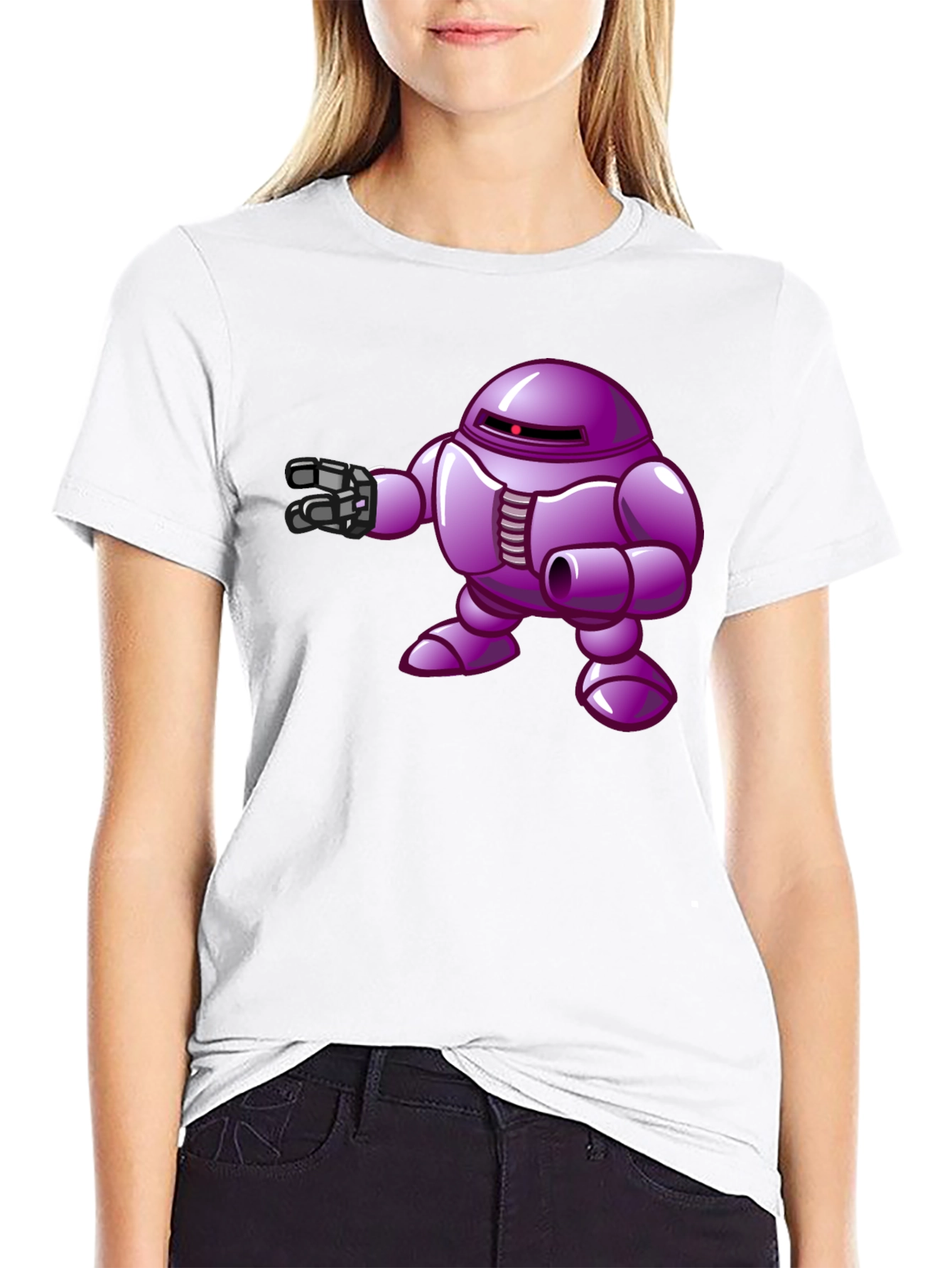 Black Purple Robot Graphic T-Shirt view 9