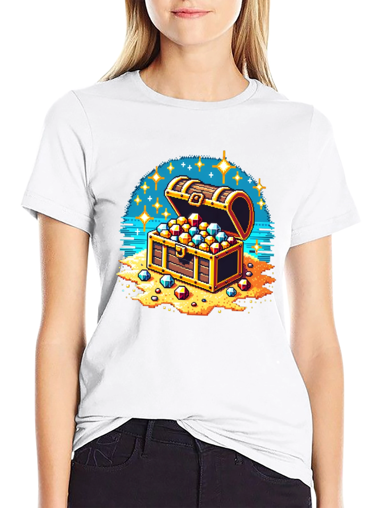 Black Pixel Treasure Chest T-Shirt view 9
