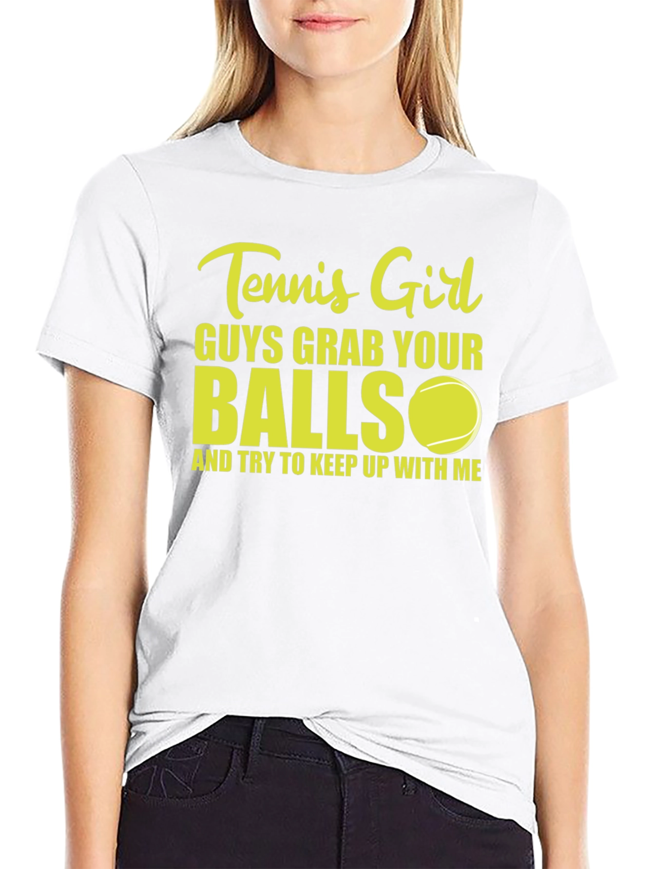 Black Tennis Girl T-Shirt: Guys Grab Your Balls! view 9