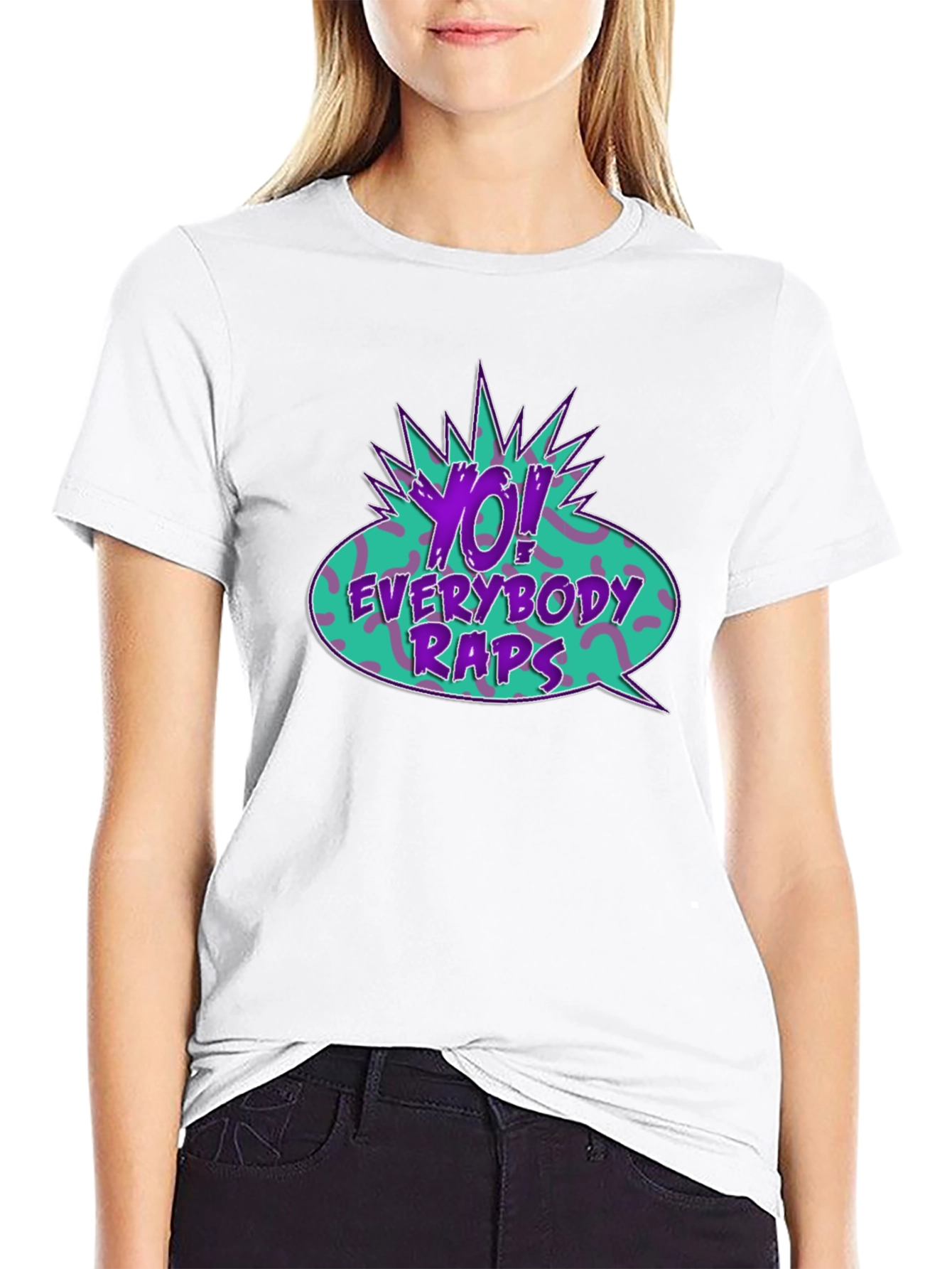 Black Yo! Everybody Raps Graphic Tee view 9