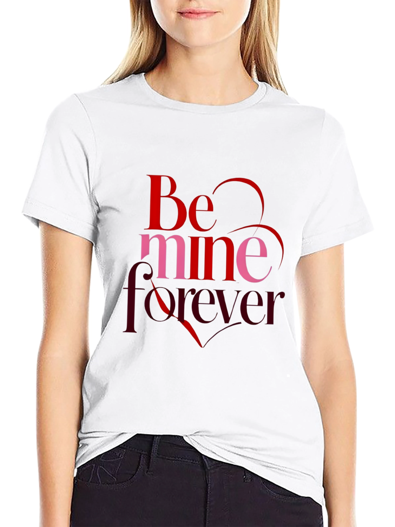 Black Be Mine Forever Valentine's Day Black T-Shirt view 9