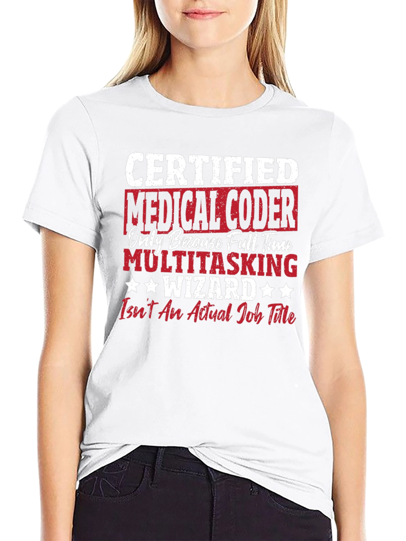 Black Medical Coder Multitasking Wizard Graphic Tee view 9
