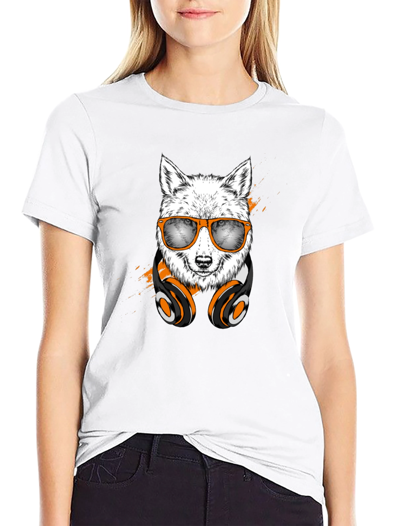 Black Cool Wolf Graphic Tee view 9